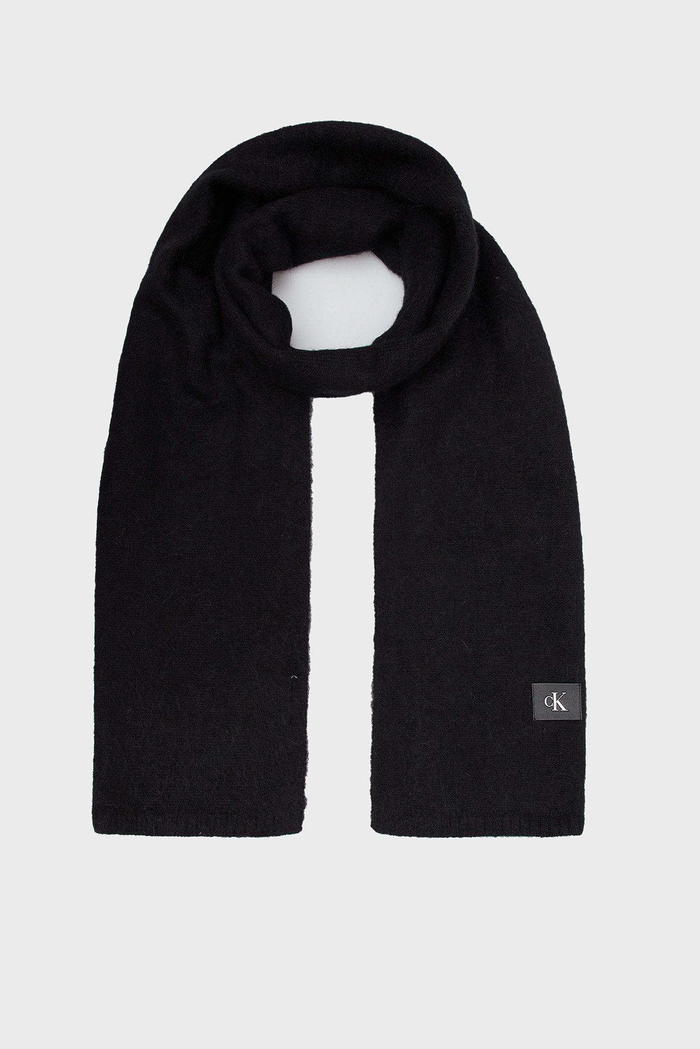 Женский черный шерстяной шарф MINIMAL MONOGRAM TEXTURED SCARF 1