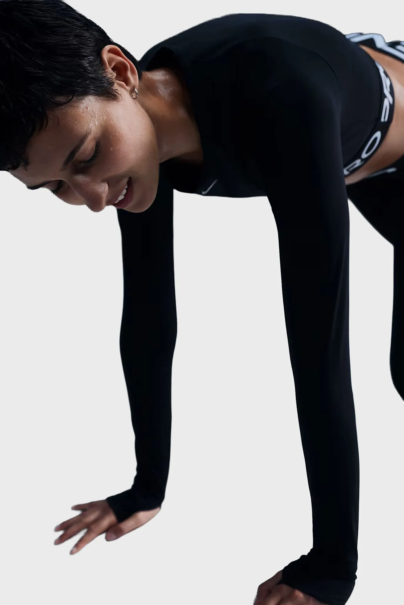 Женский черный топ NIKE PRO DF 365 CROP LS 5