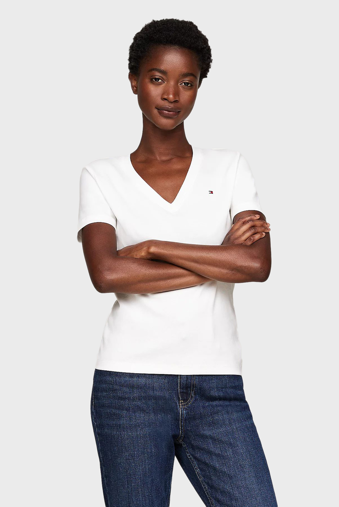 Женская белая футболка NEW SLIM CODY Белый S Tommy Hilfiger WW0WW40584 Женская белая футболка NEW SLIM CODY Белый S Tommy Hilfiger WW0WW40584