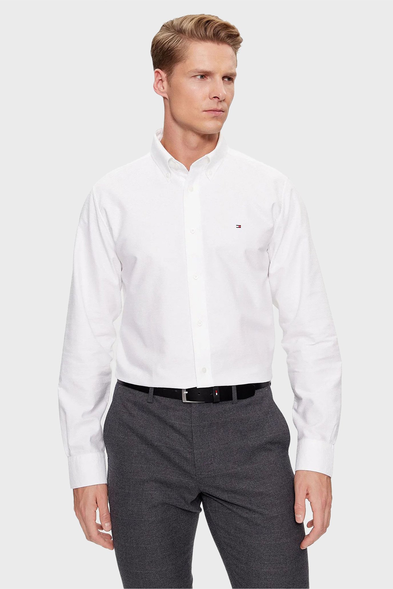 Мужская белая рубашка OXFORD DOBBY 1