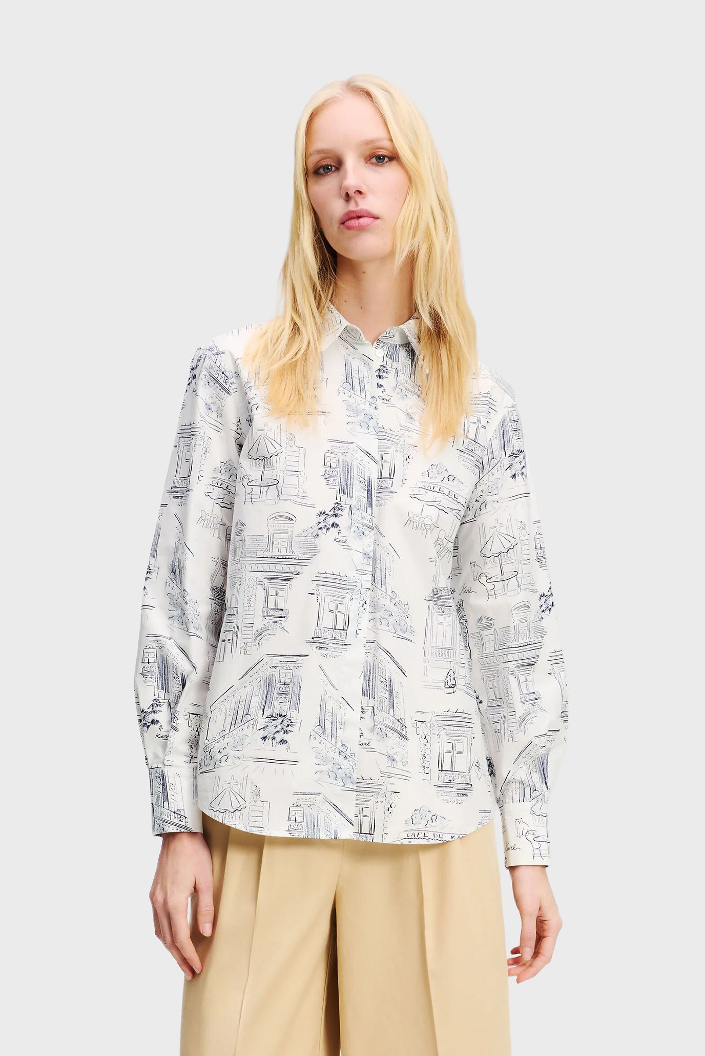 Женская белая рубашка с узором KLXJP Белый 42 Karl Lagerfeld A2W11023 Женская белая рубашка с узором KLXJP Белый 42 Karl Lagerfeld A2W11023