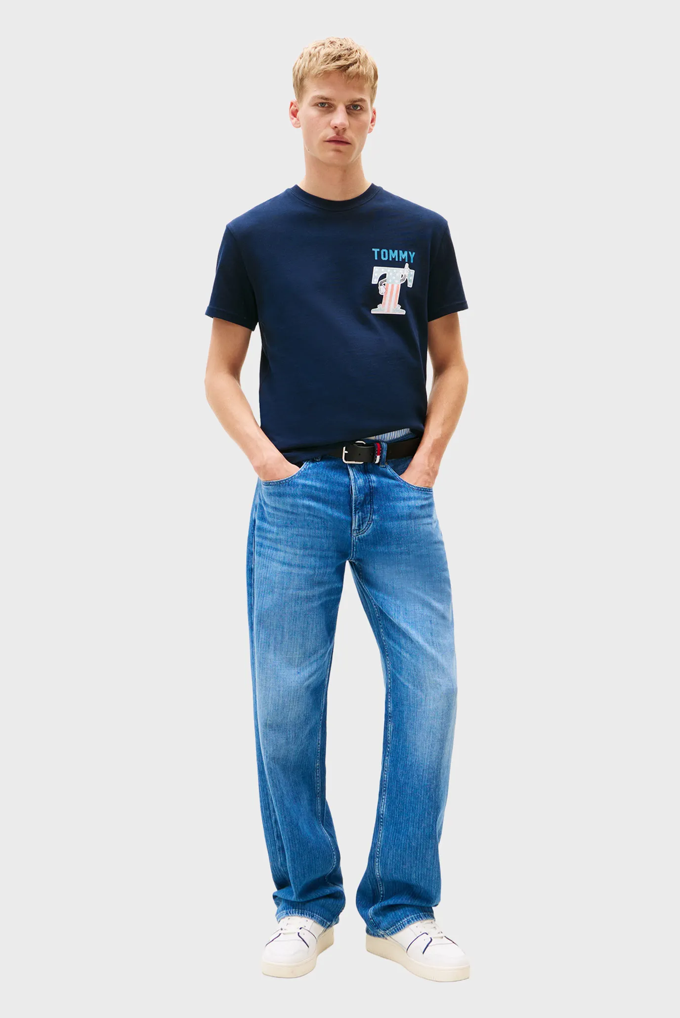 Мужская темно-синяя футболка REG USA SCRIPT 3