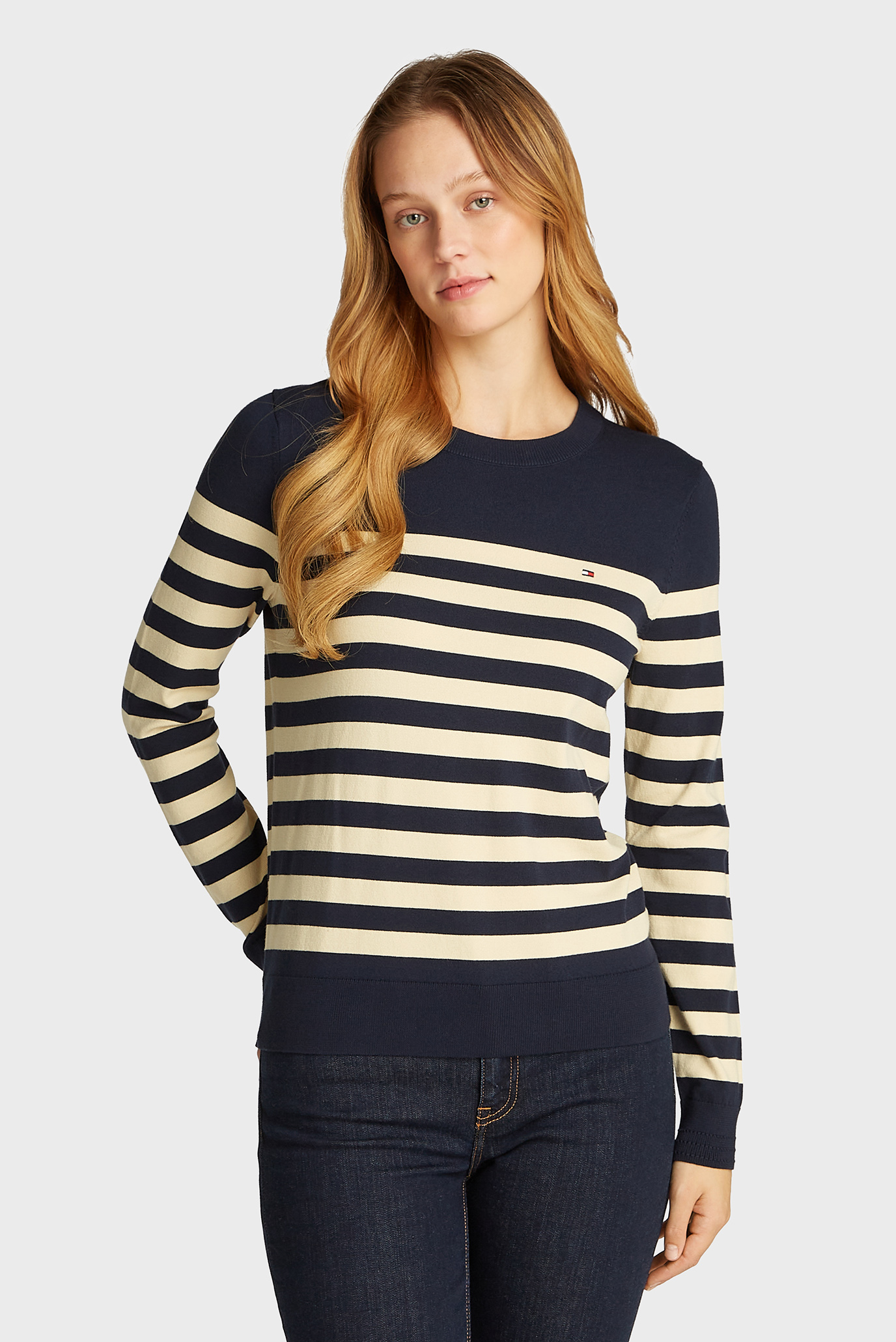 Женский джемпер в полоску CO JERSEY STITCH LS C-NK SWT Разноцветный XL Tommy Hilfiger WW0WW44984 Женский джемпер в полоску CO JERSEY STITCH LS C-NK SWT Разноцветный XL Tommy Hilfiger WW0WW44984