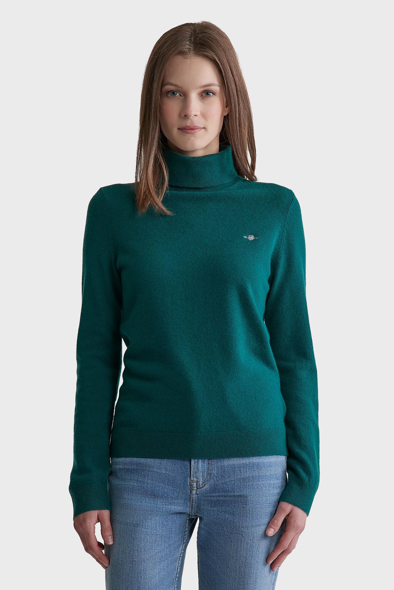 Женский зеленый шерстяной гольф EXTRAFINE LAMBSWOOL ROLLNECK 1