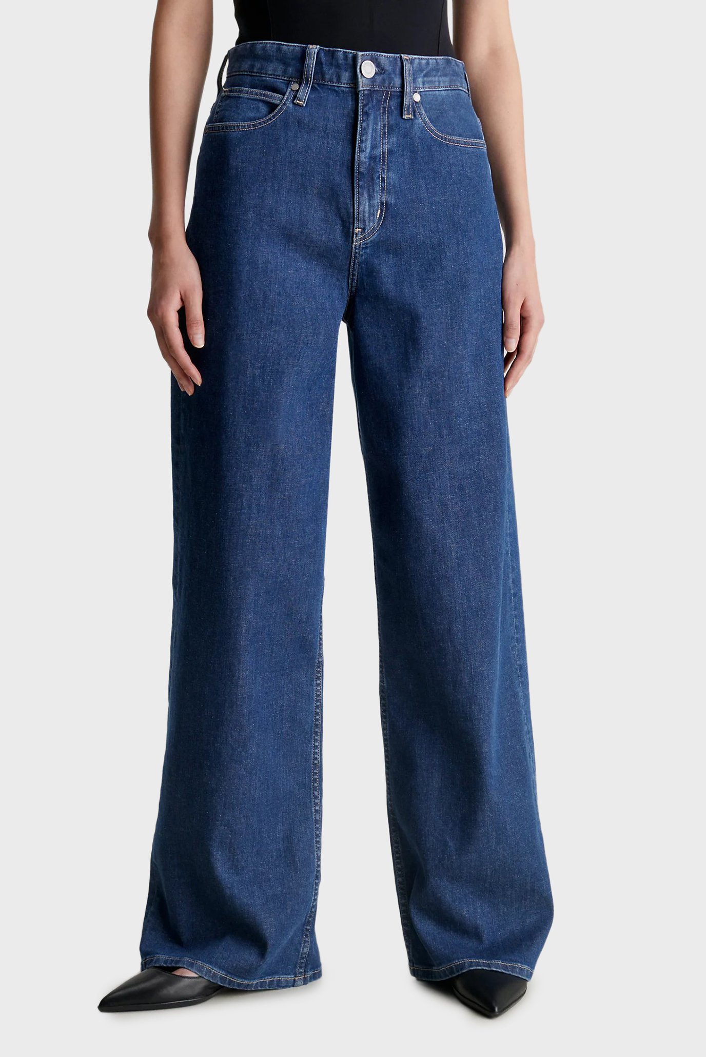Жіночі сині джинси HIGH RISE WIDE - MID BLUE 1