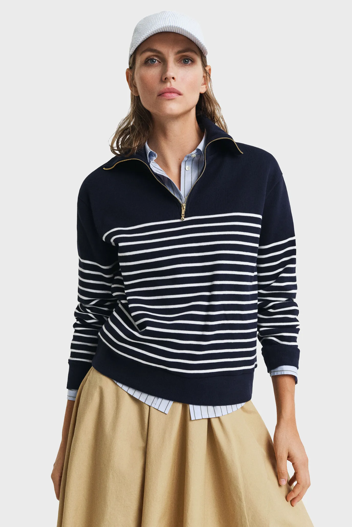 Женская темно-синяя кофта в полоску BRETON 1