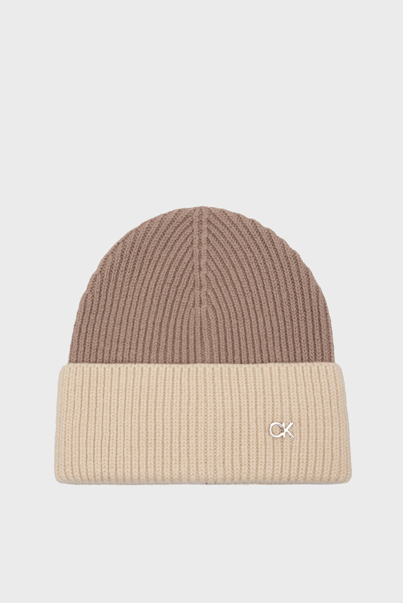 Жіноча вовняна шапка CK METAL TWO-TONE CHUNKY BEANIE 1