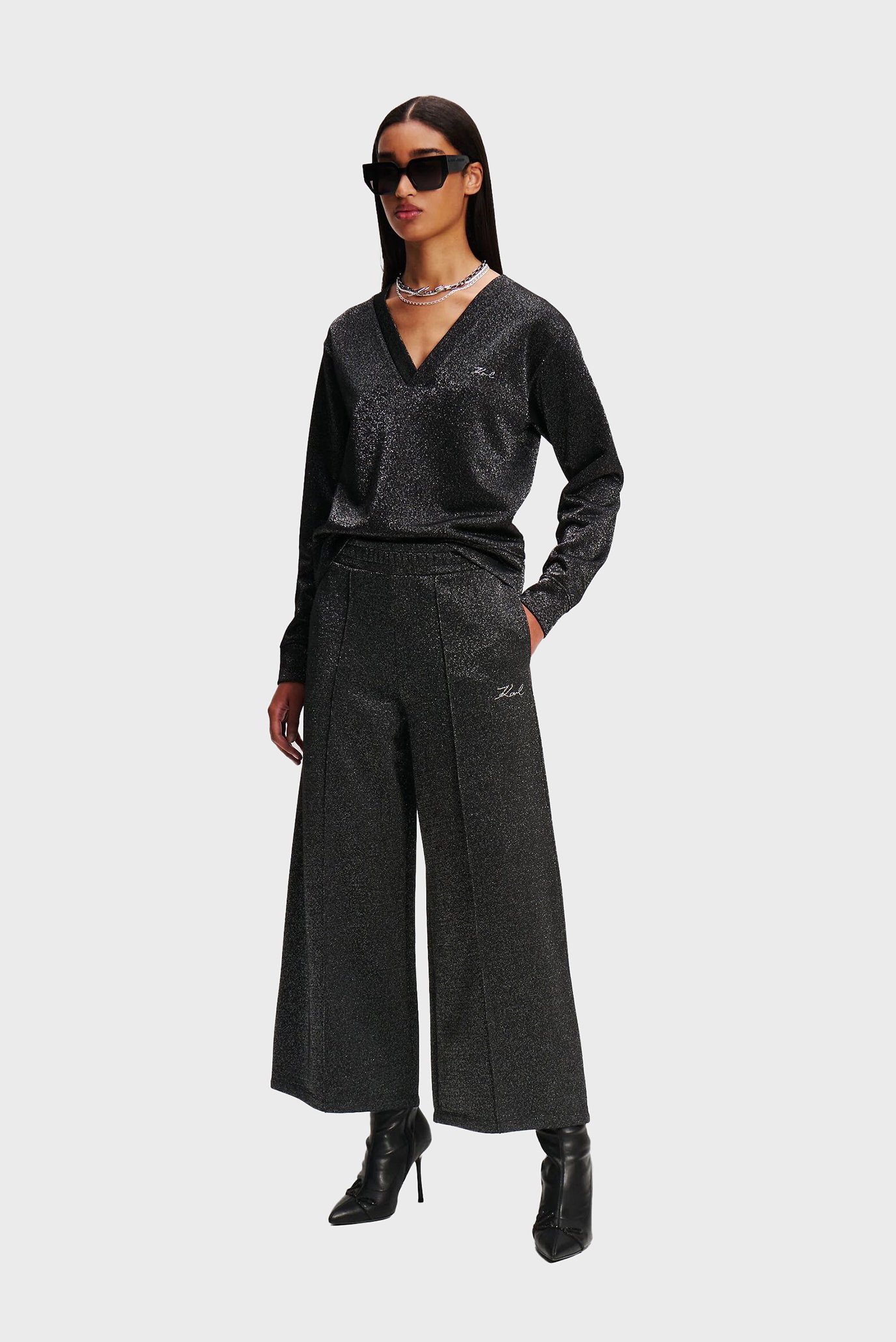 Женские черные кюлоты LUREX JERSEY CULOTTES 1