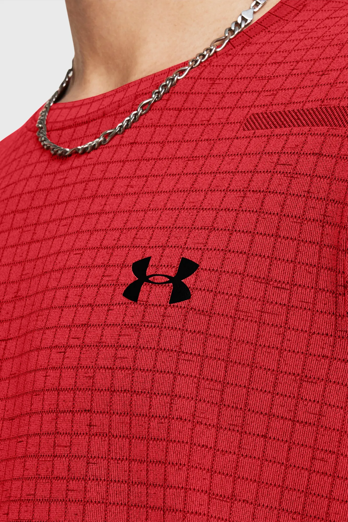 Чоловіча червона картата футболка UA Seamless Grid SS 3