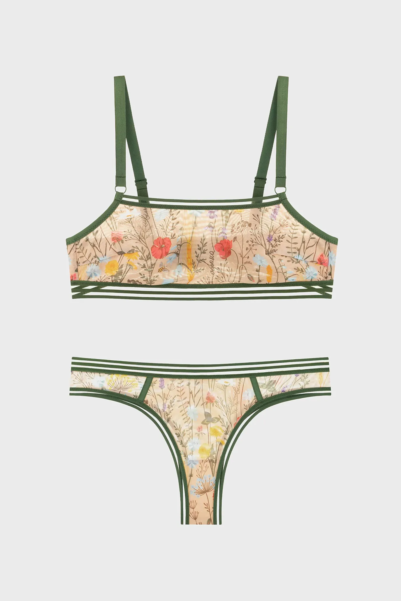 Жіночий бежевий комплект білизни (бюстгальтер, трусики) 1