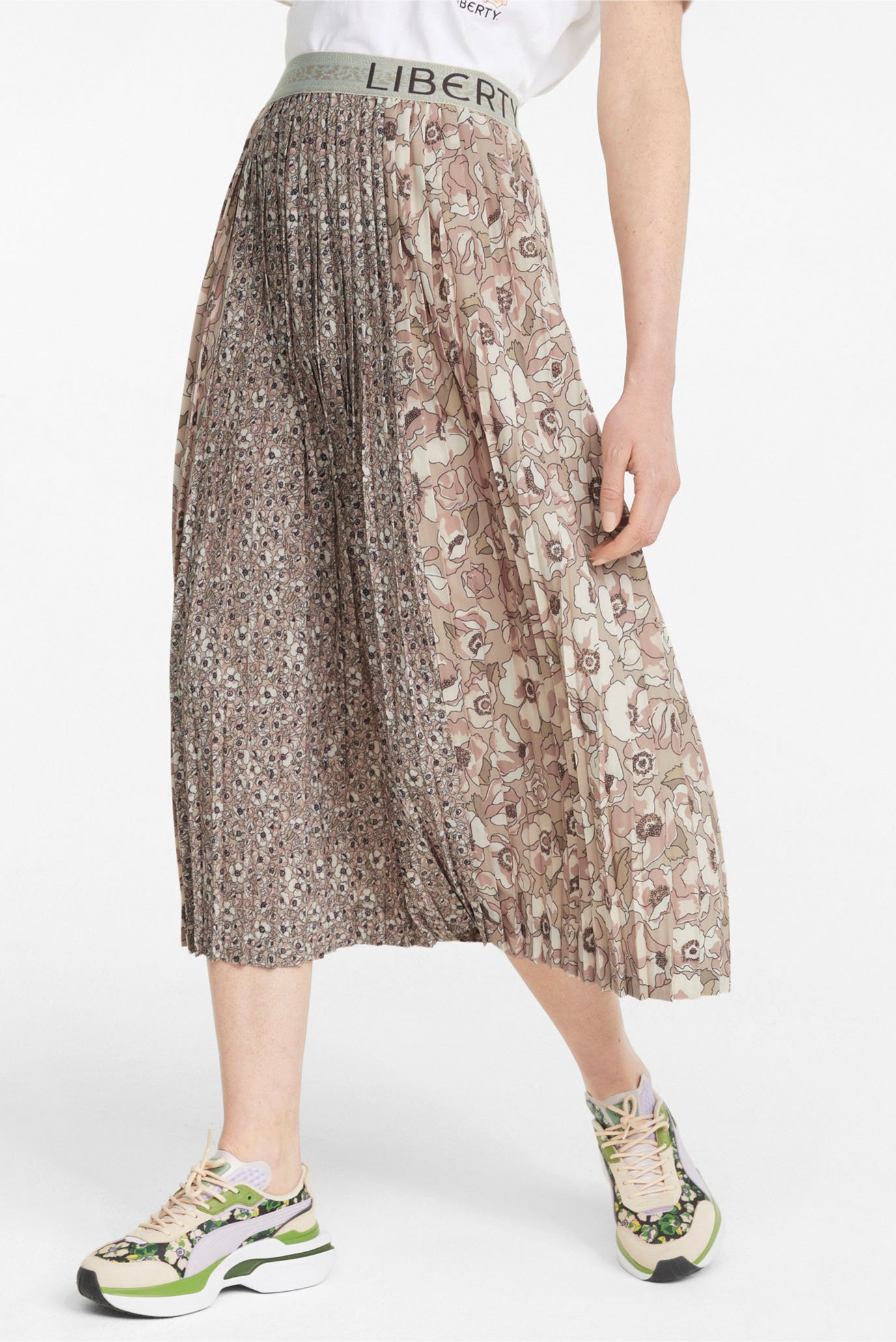 Женская бежевая юбка с узором PUMA x LIBERTY Printed Pleated Women's Skirt 1