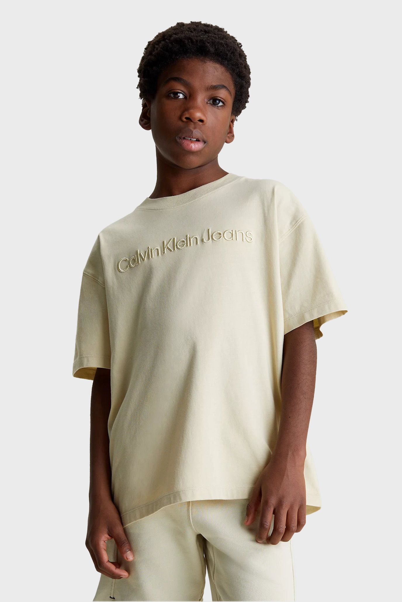Детская бежевая футболка 3D RAISED EMB SS 1