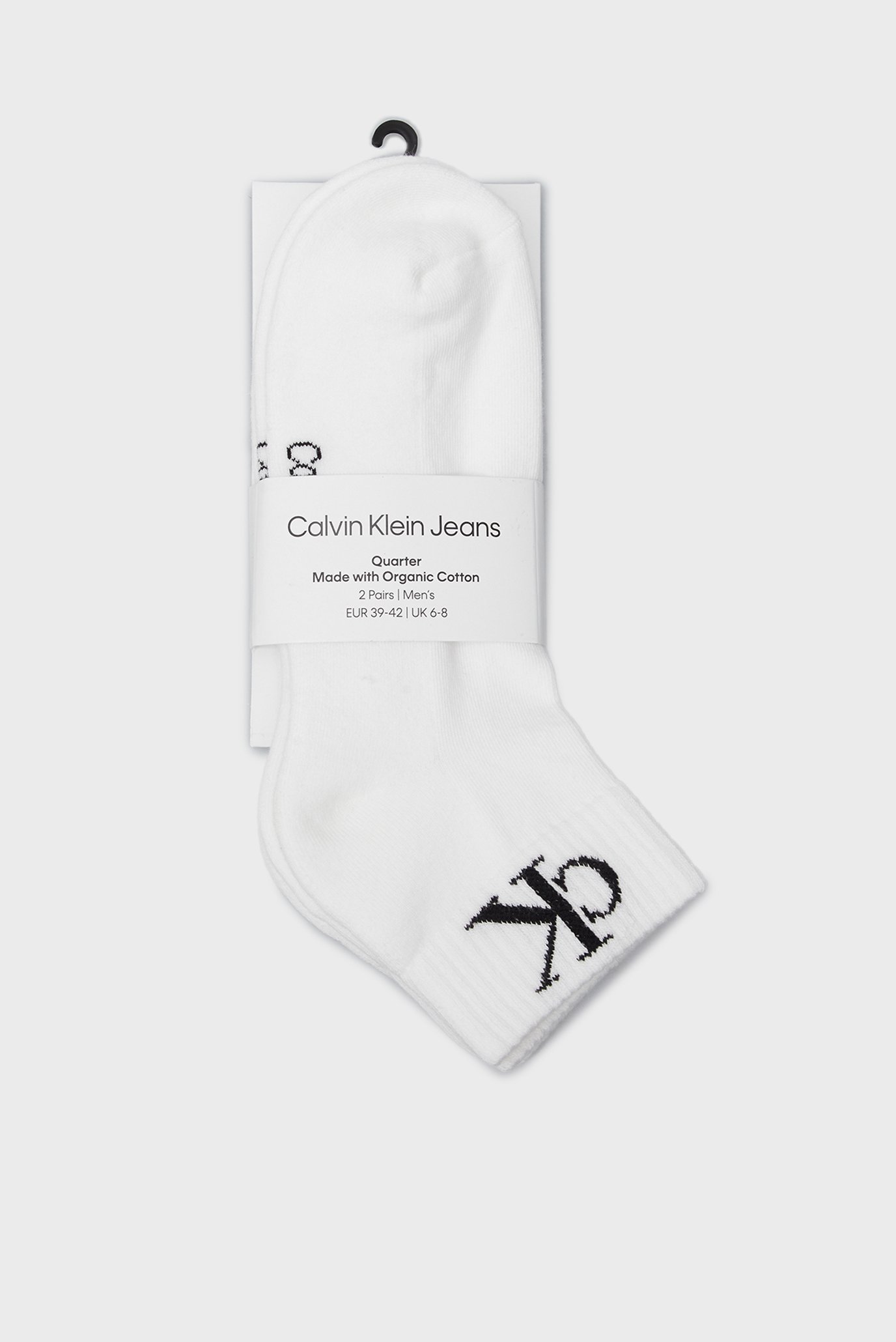 Чоловічі білі шкарпетки (2 пари) CKJ MEN QUARTER 2P MONOGRAM 1