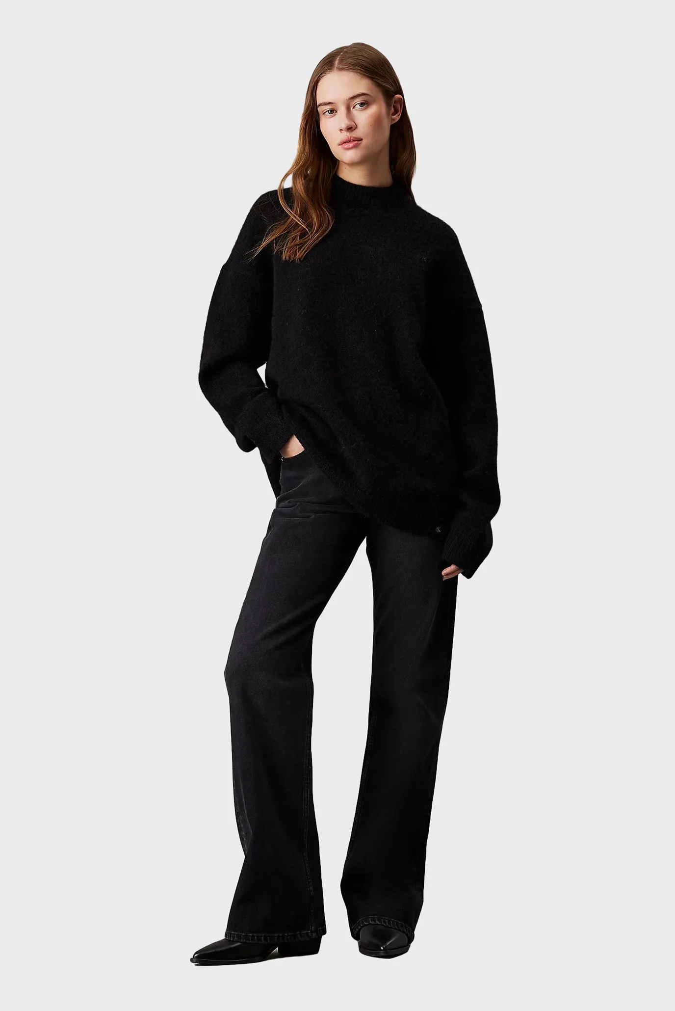 Женский черный свитер TEXTURED LOOSE 2