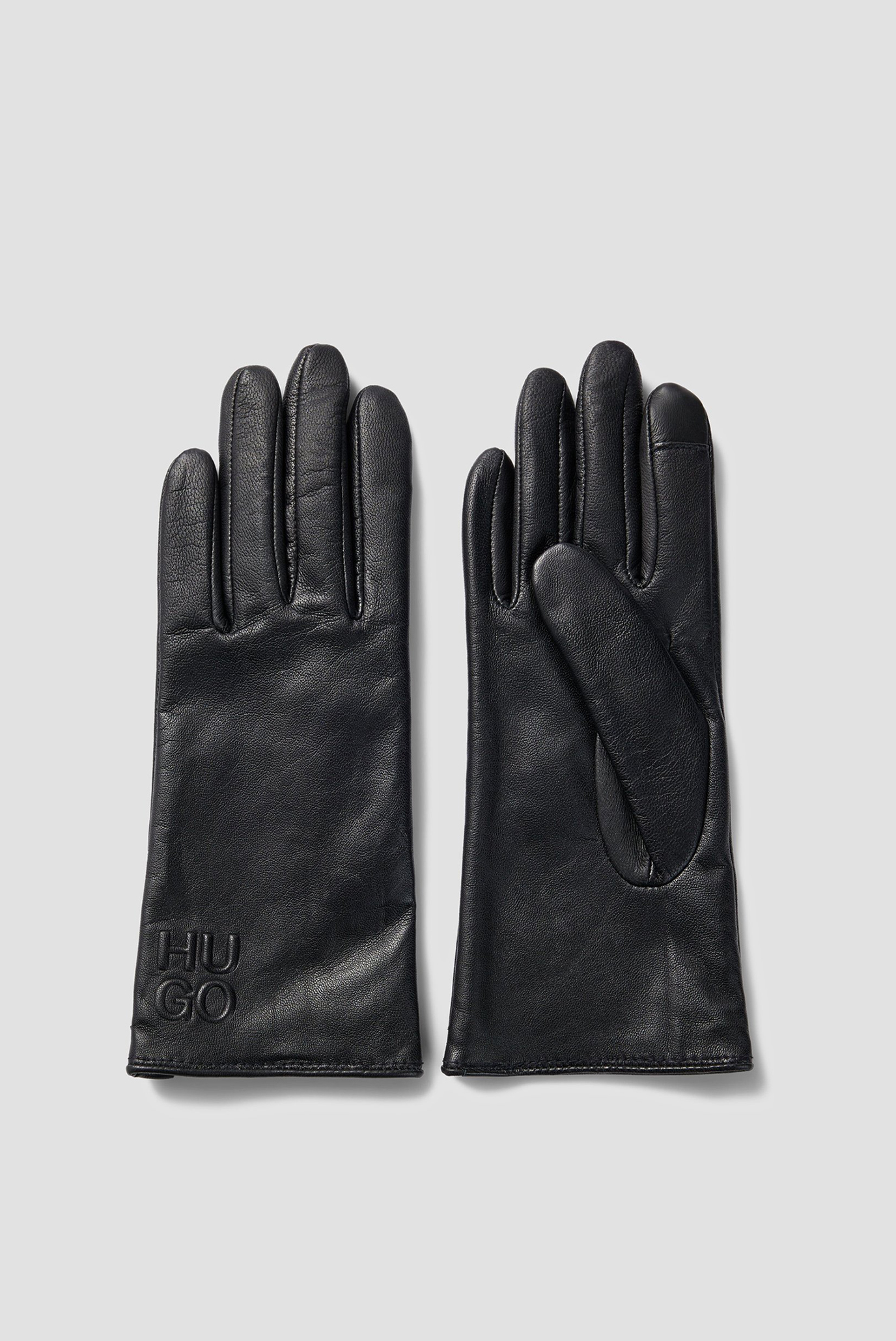 Женские черные кожаные перчатки 1