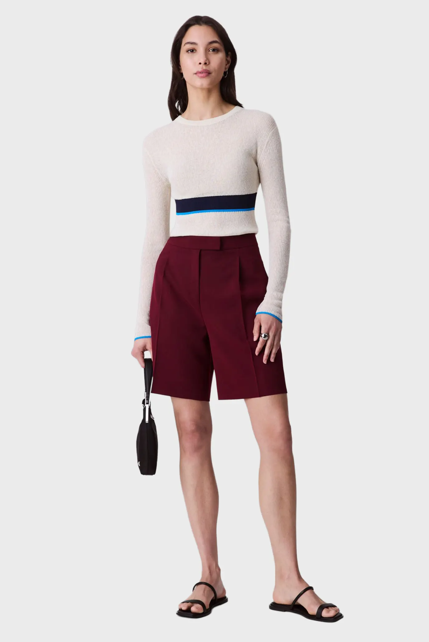 Женский белый джемпер Mixed Media Stripe 2