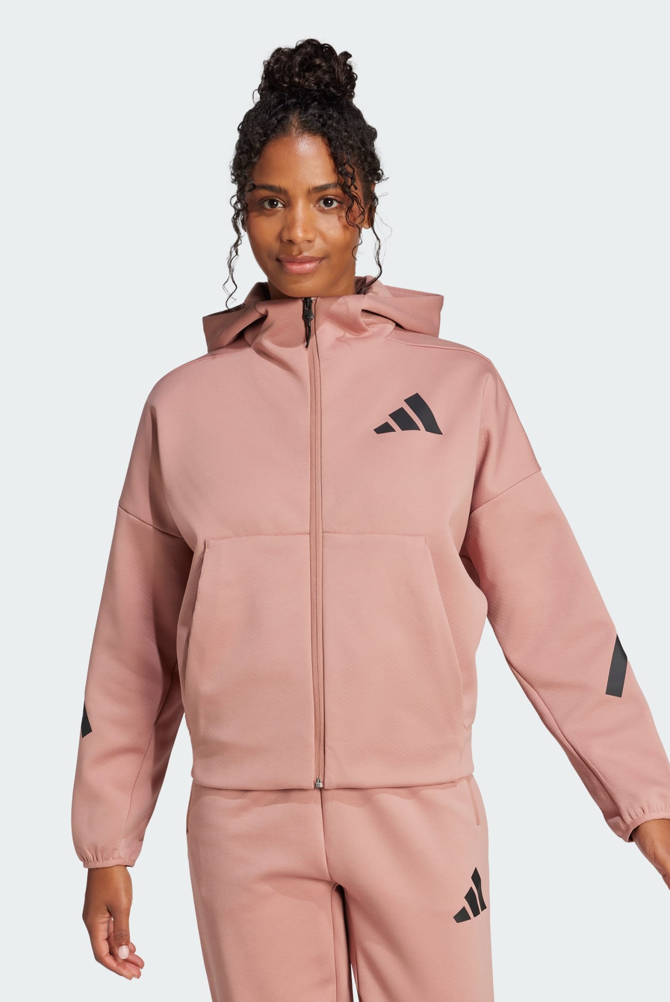 Женское пудровое худи adidas Z.N.E. Full-Zip 1