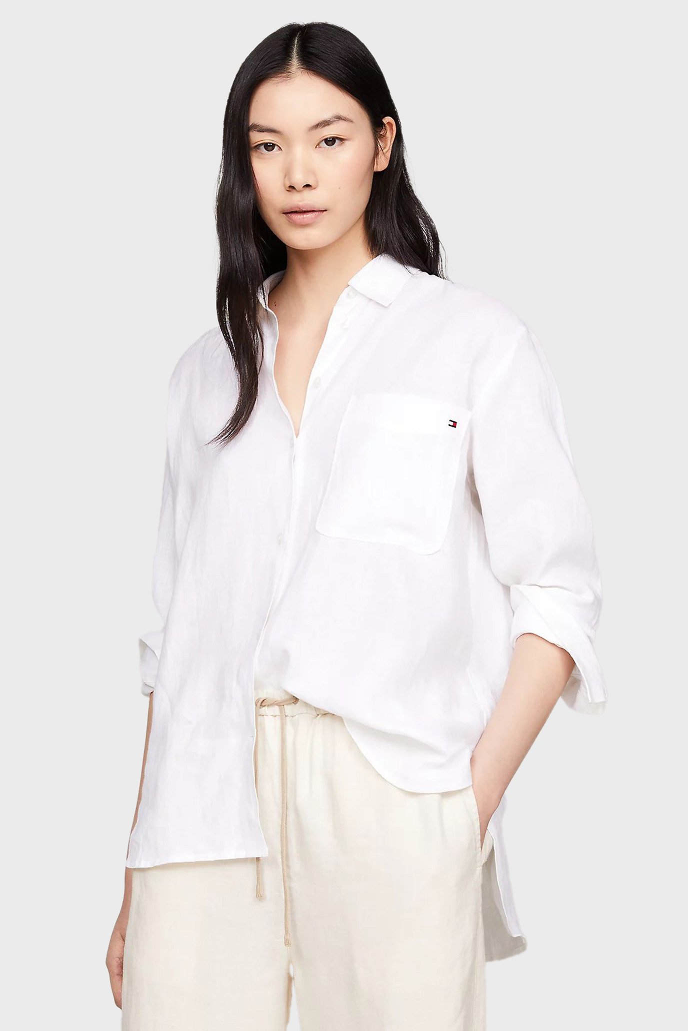 Женская белая льняная рубашка LINEN EASY FIT LS SHIRT 1