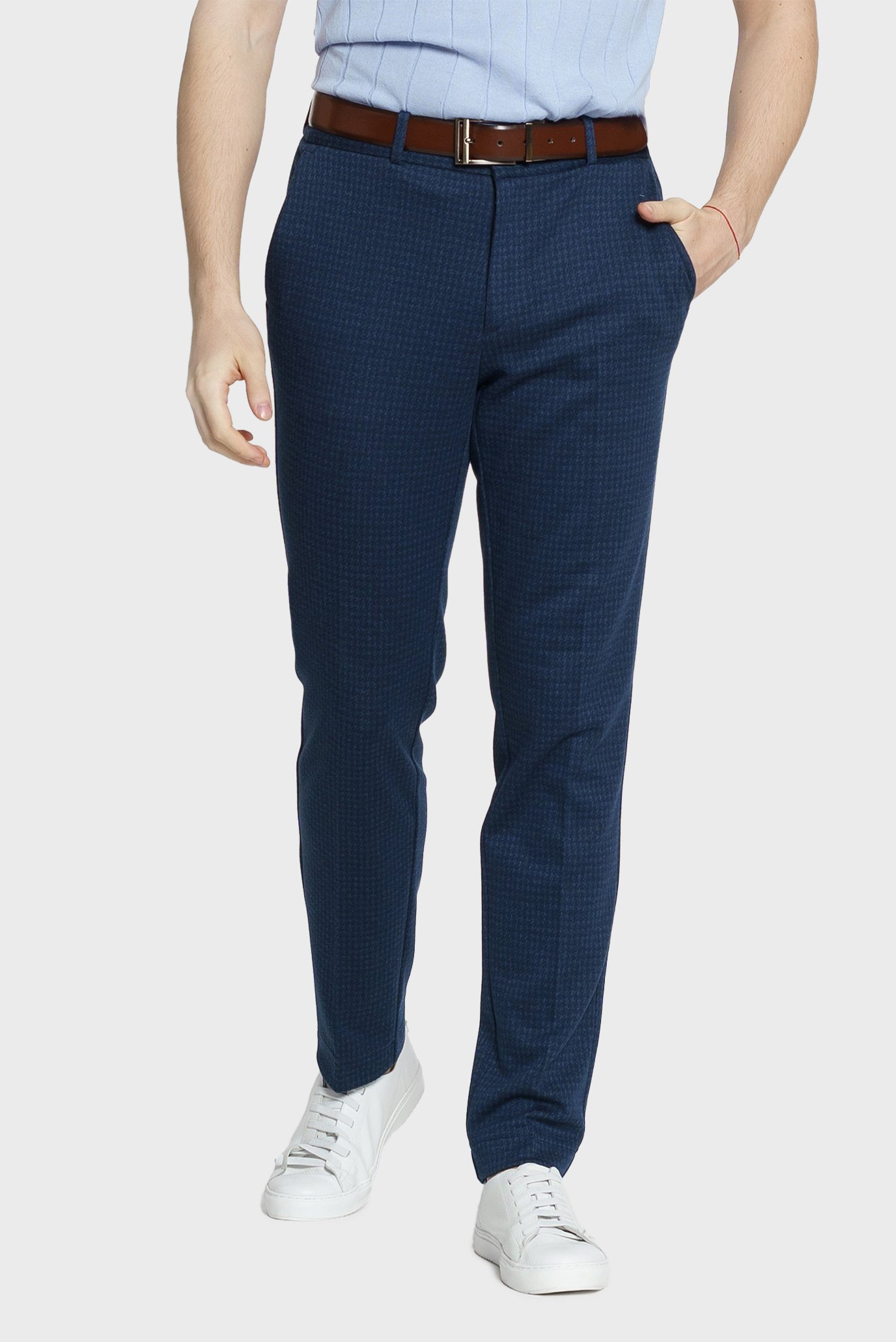 Чоловічі темно-сині брюки з візерунком 1