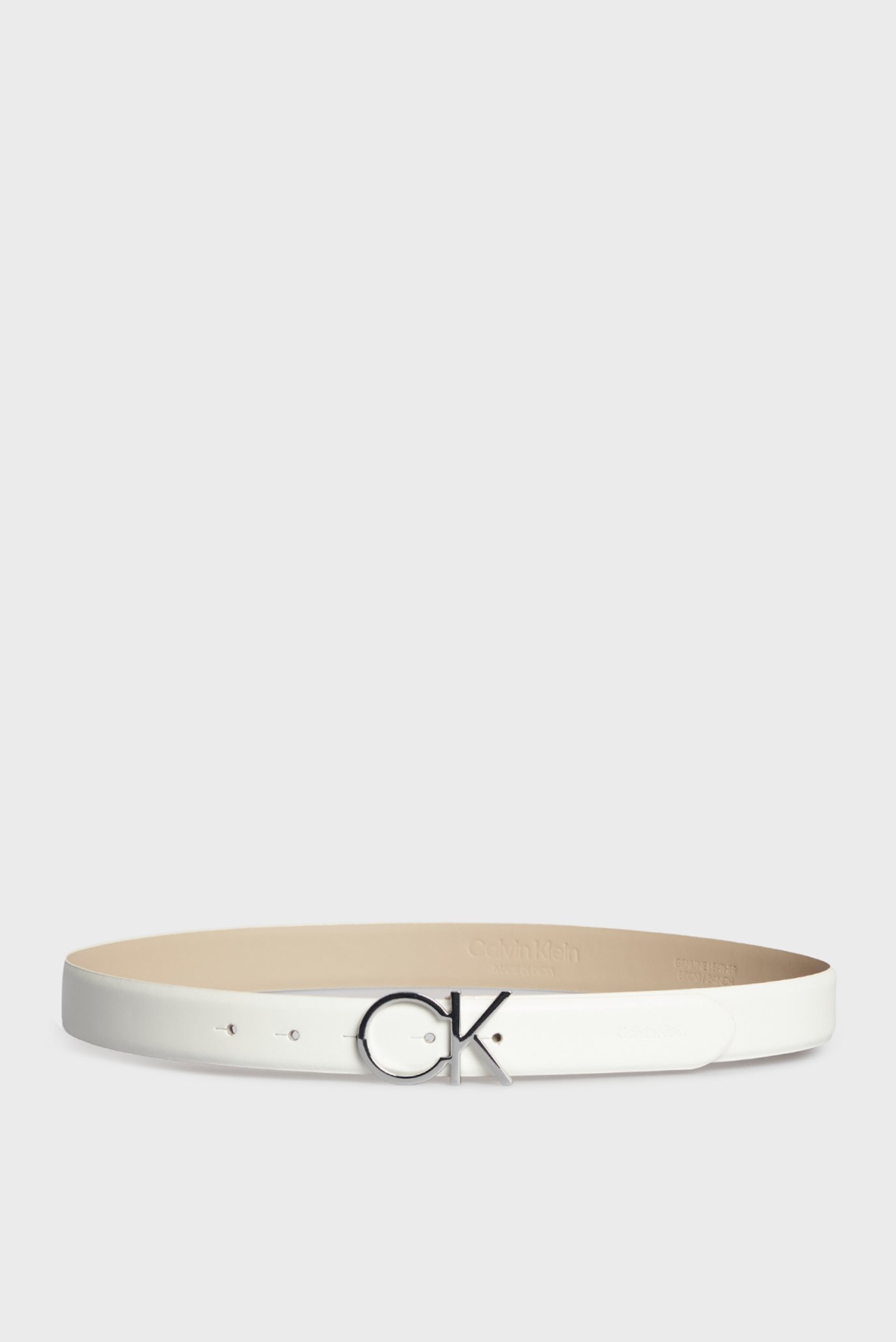 Женский белый кожаный ремень CK LOGO BELT 3.0 1