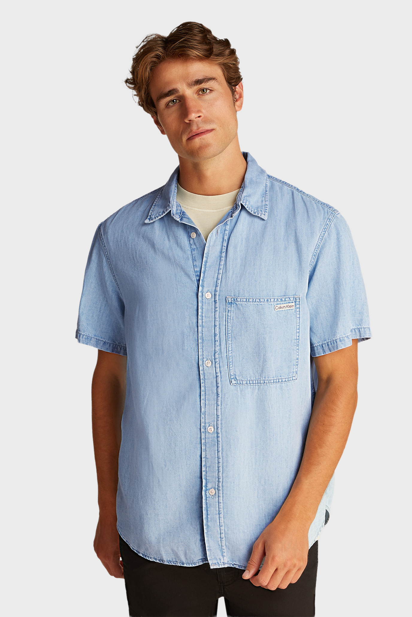 Мужская голубая джинсовая рубашка REGULAR Голубой L Calvin Klein Jeans J30J327180 Мужская голубая джинсовая рубашка REGULAR Голубой L Calvin Klein Jeans J30J327180