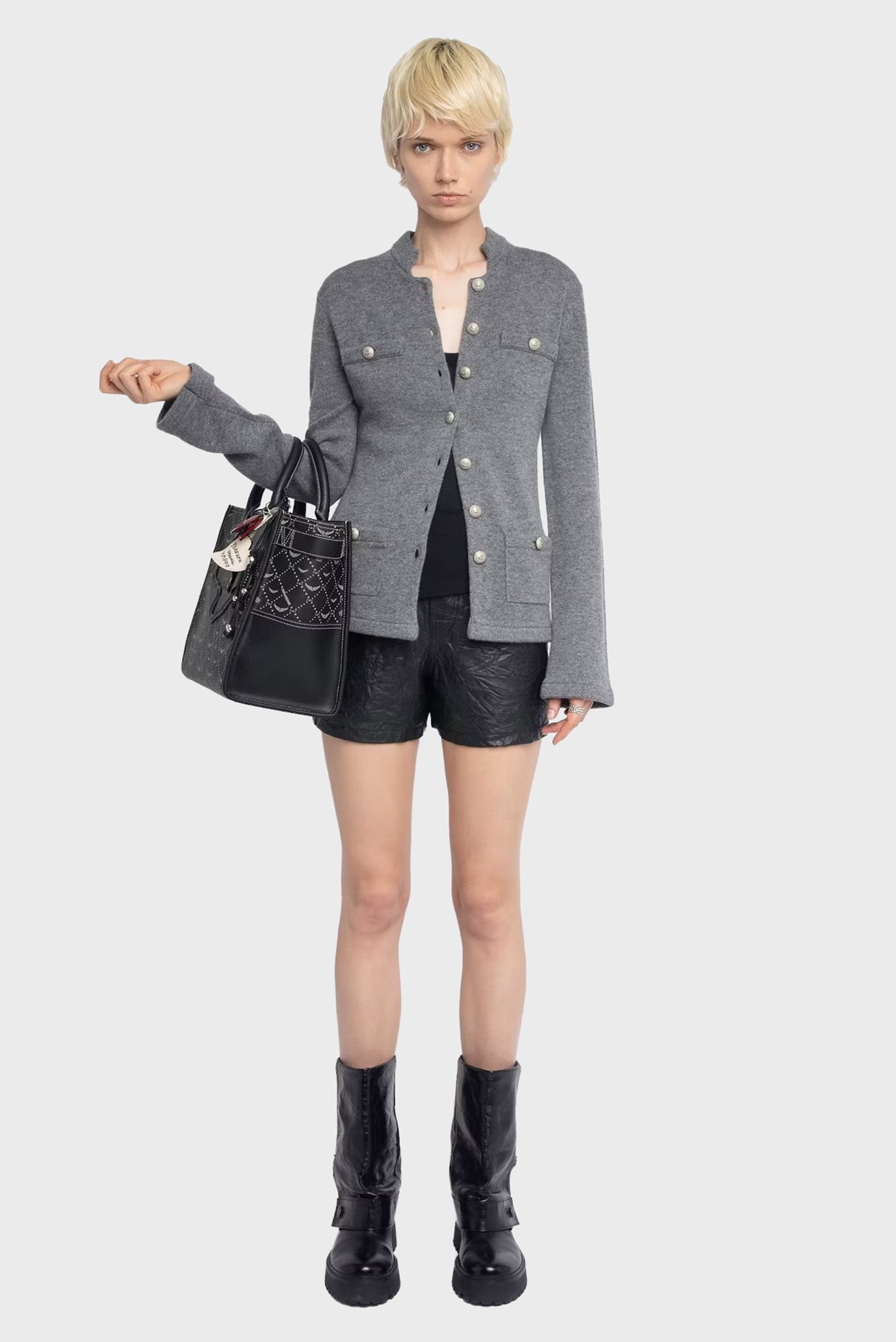 Женский серый шерстяной кардиган Lucy Серый XS ZADIG&VOLTAIRE KWCA01634_ANTHRACITE Женский серый шерстяной кардиган Lucy Серый XS ZADIG&VOLTAIRE KWCA01634_ANTHRACITE