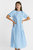 Женское голубое льняное платье