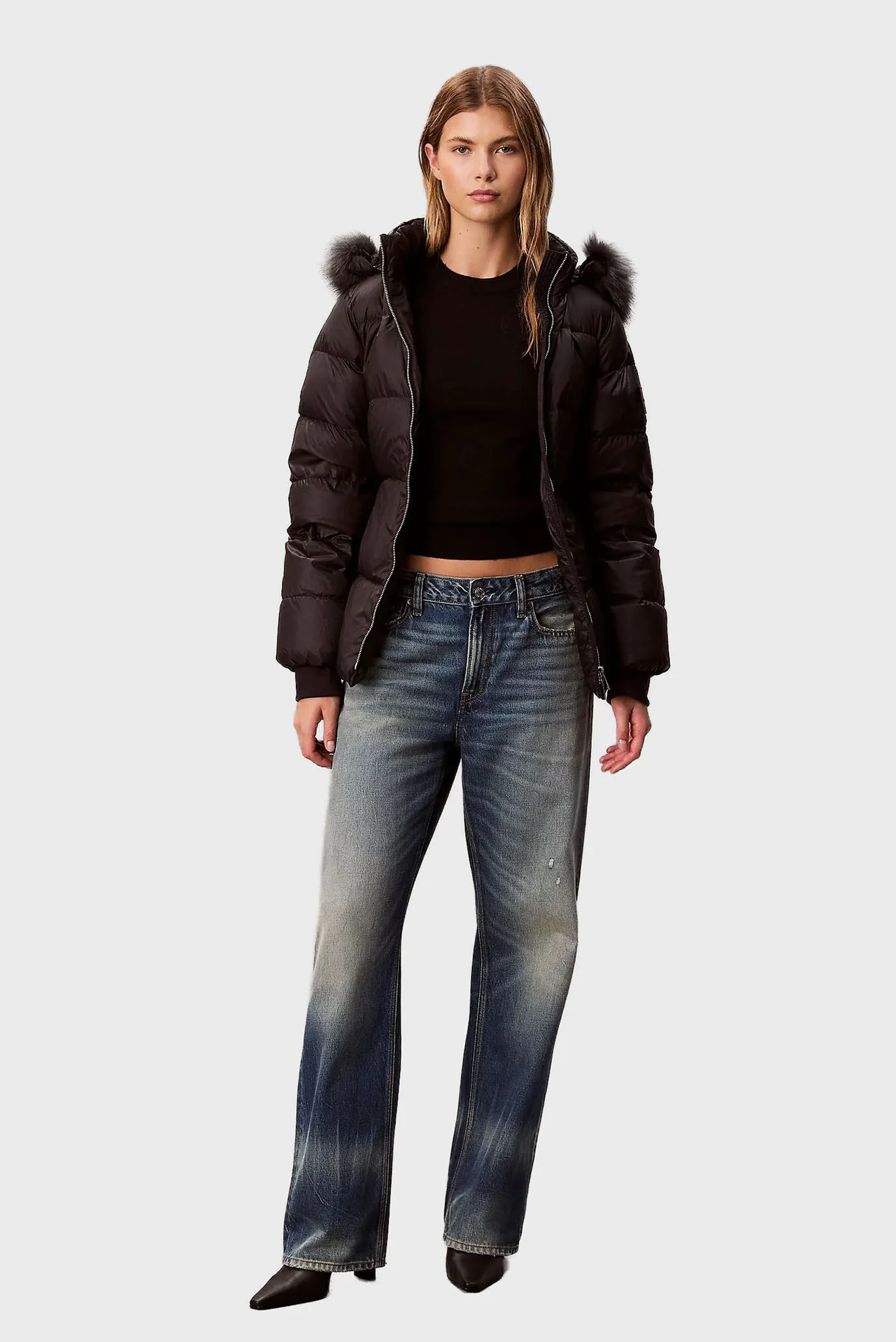 Женский черный пуховик MID DOWN 2