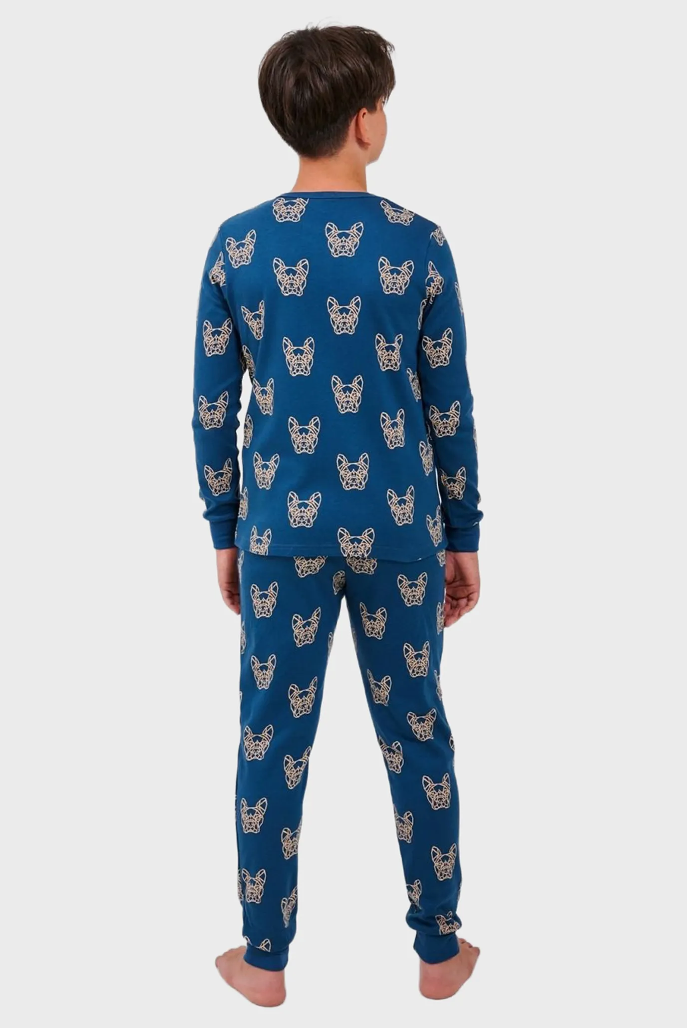 Детская темно-синяя пижама с узором (лонгслив, брюки) 2