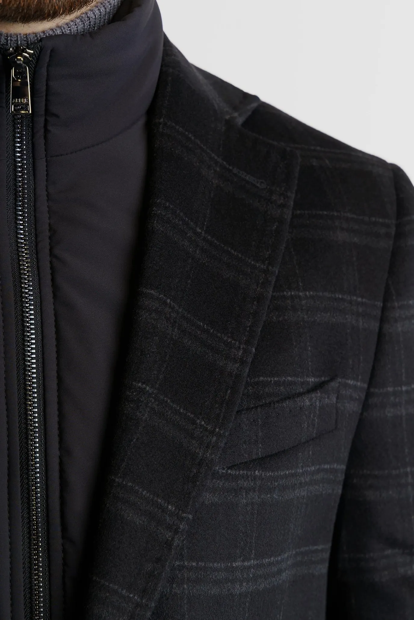 Мужской черный шерстяной пиджак в клетку 5