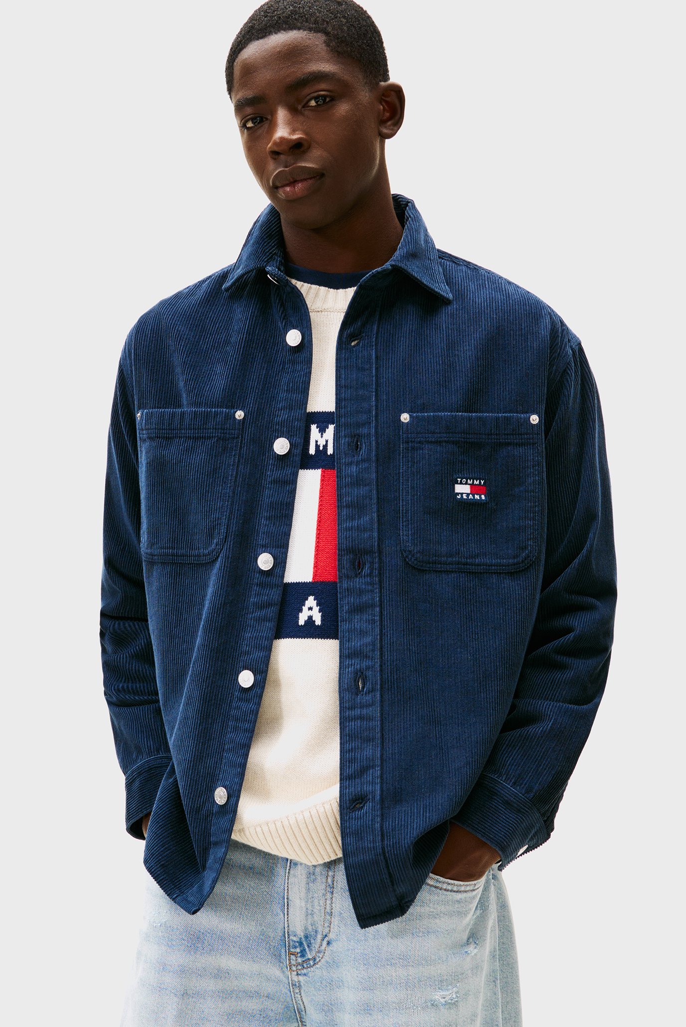 Мужская темно-синяя вельветовая рубашка CORD Синий XXL Tommy Jeans DM0DM22016 Мужская темно-синяя вельветовая рубашка CORD Синий XXL Tommy Jeans DM0DM22016