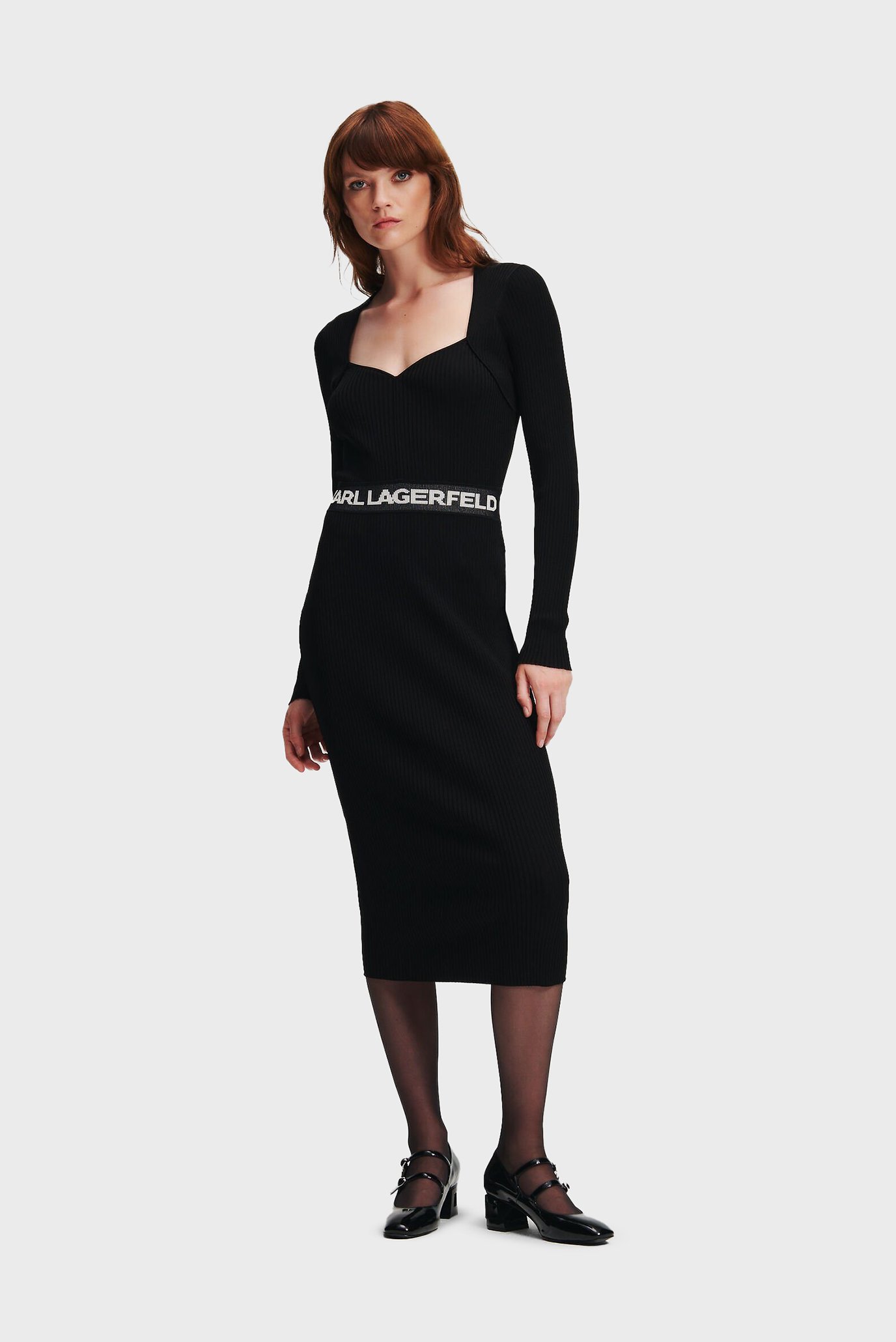 Женское черное платье LSLV LOGO KNIT DRESS 1