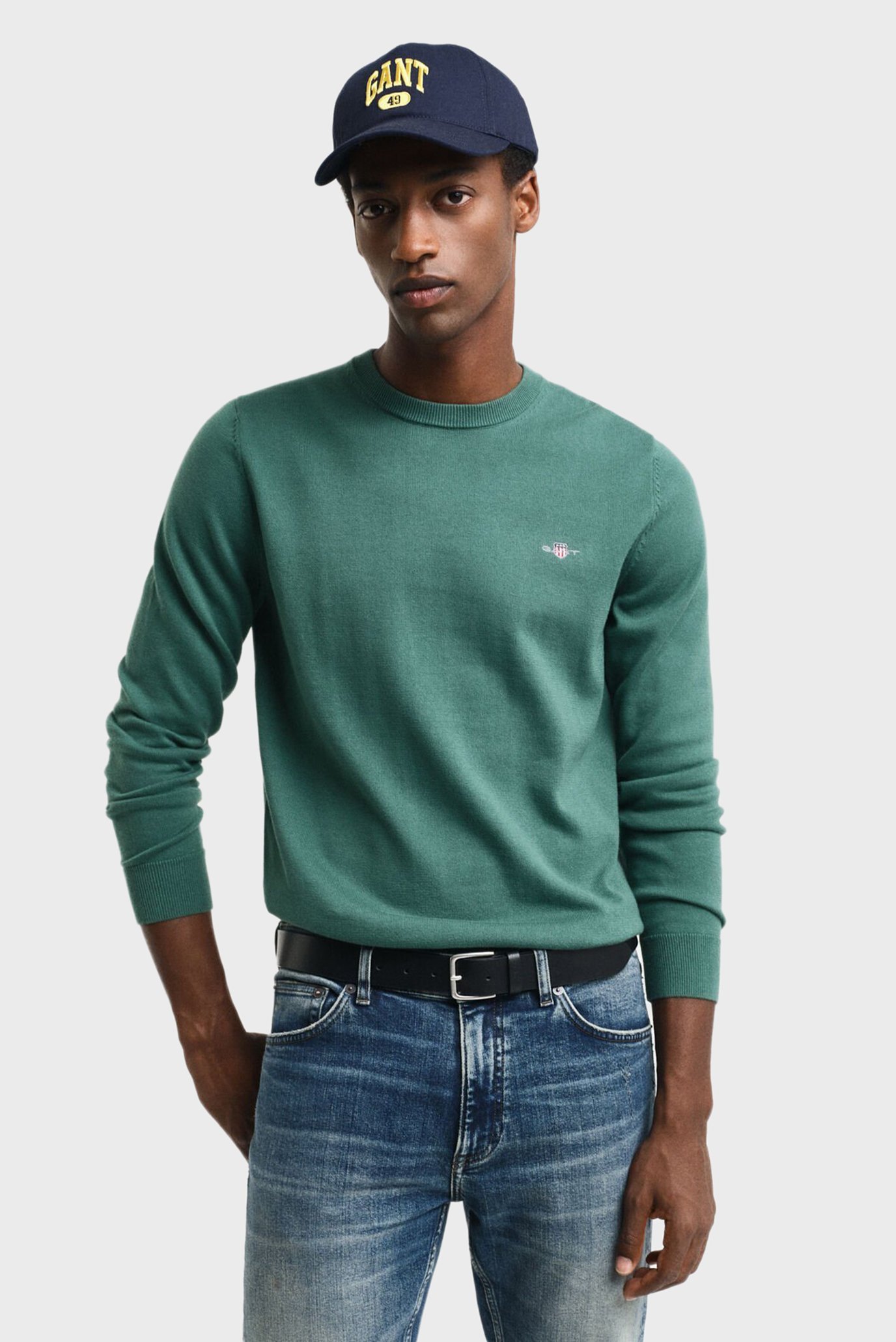 Чоловічий зелений джемпер CLASSIC COTTON C-NECK 1