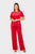 Женский красный велюровый комплект одежды (топ, брюки)