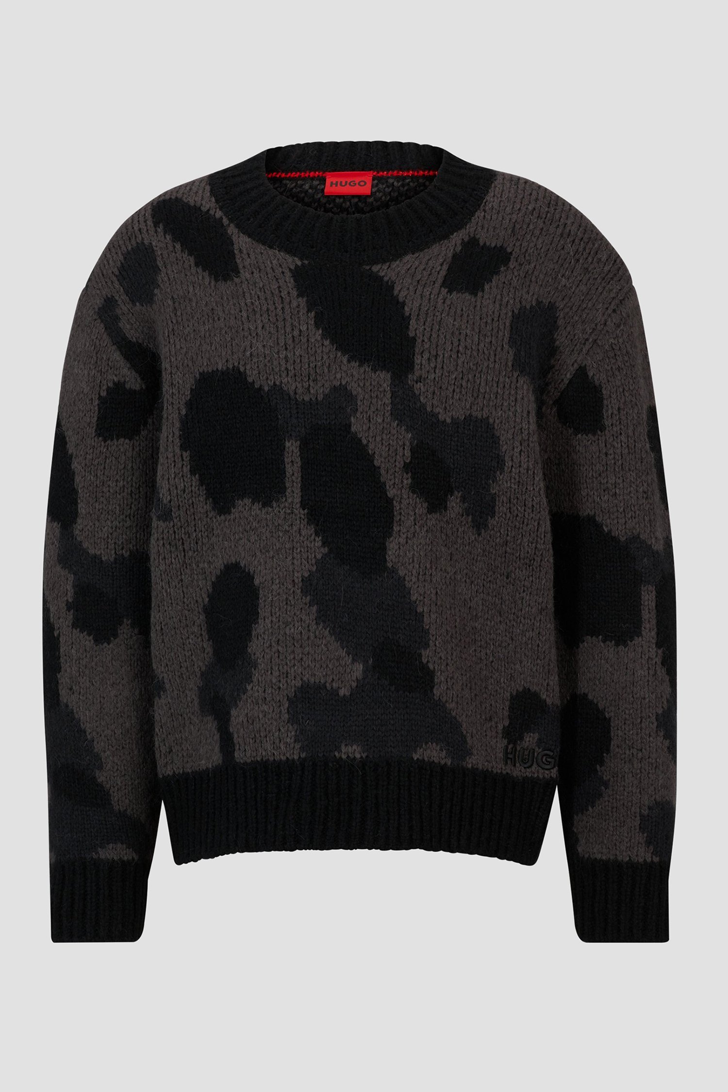 Чоловічий темно-сірий вовняний светр з візерунком 1