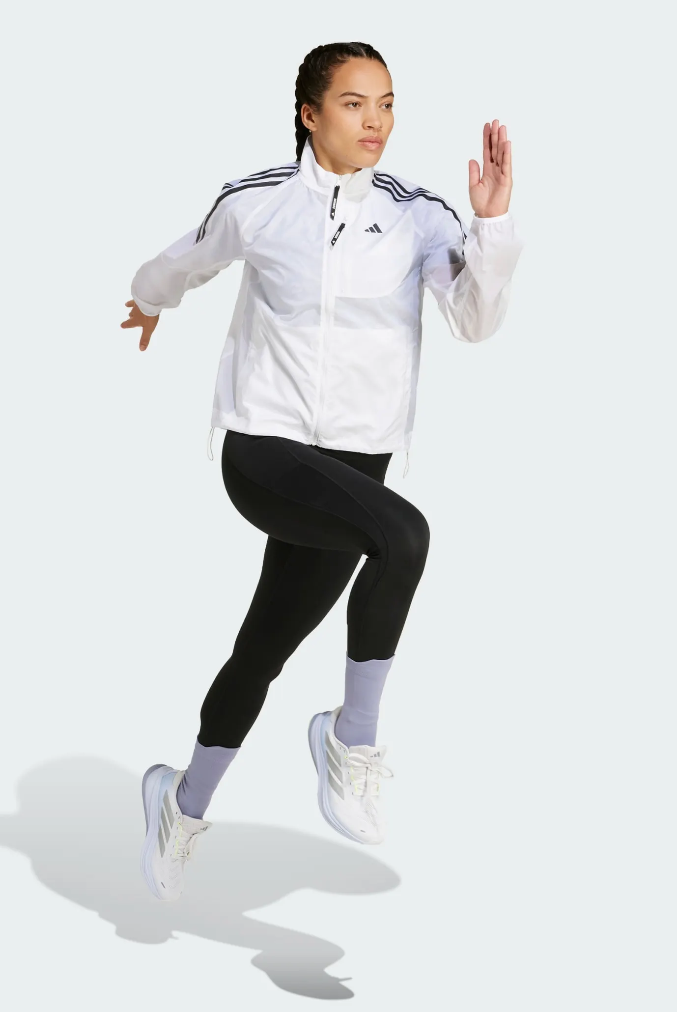 Жіноча біла вітровка Own the Run 3-Stripes 2