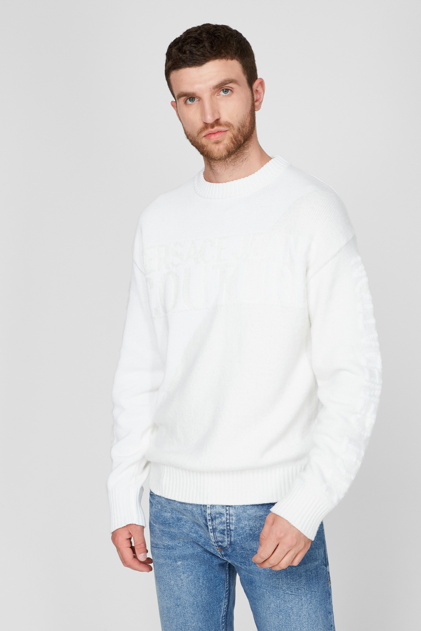Чоловічий білий светр 1