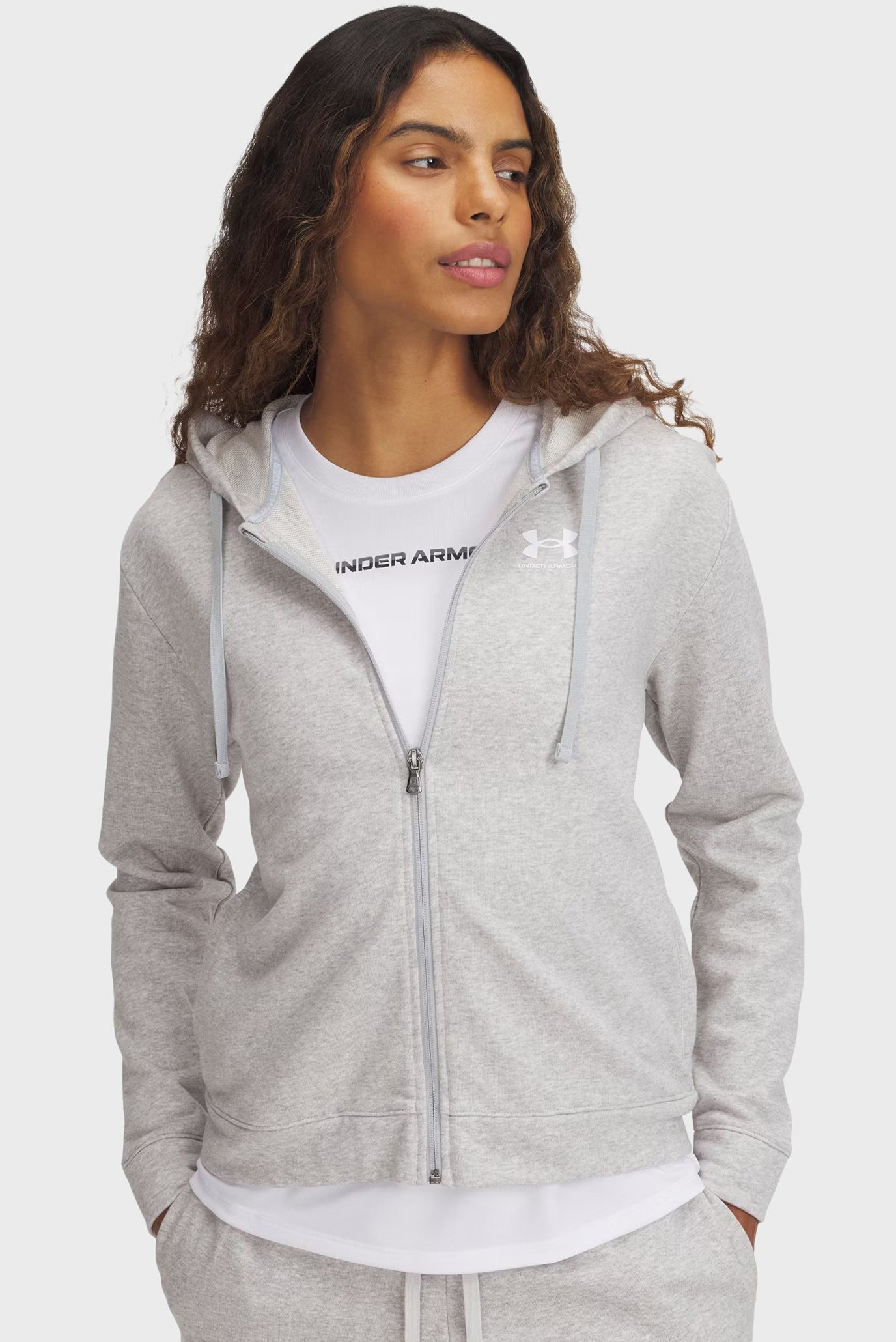 Женское серое худи UA Rival Terry FZ Серый L Under Armour 6005509-011 Женское серое худи UA Rival Terry FZ Серый L Under Armour 6005509-011