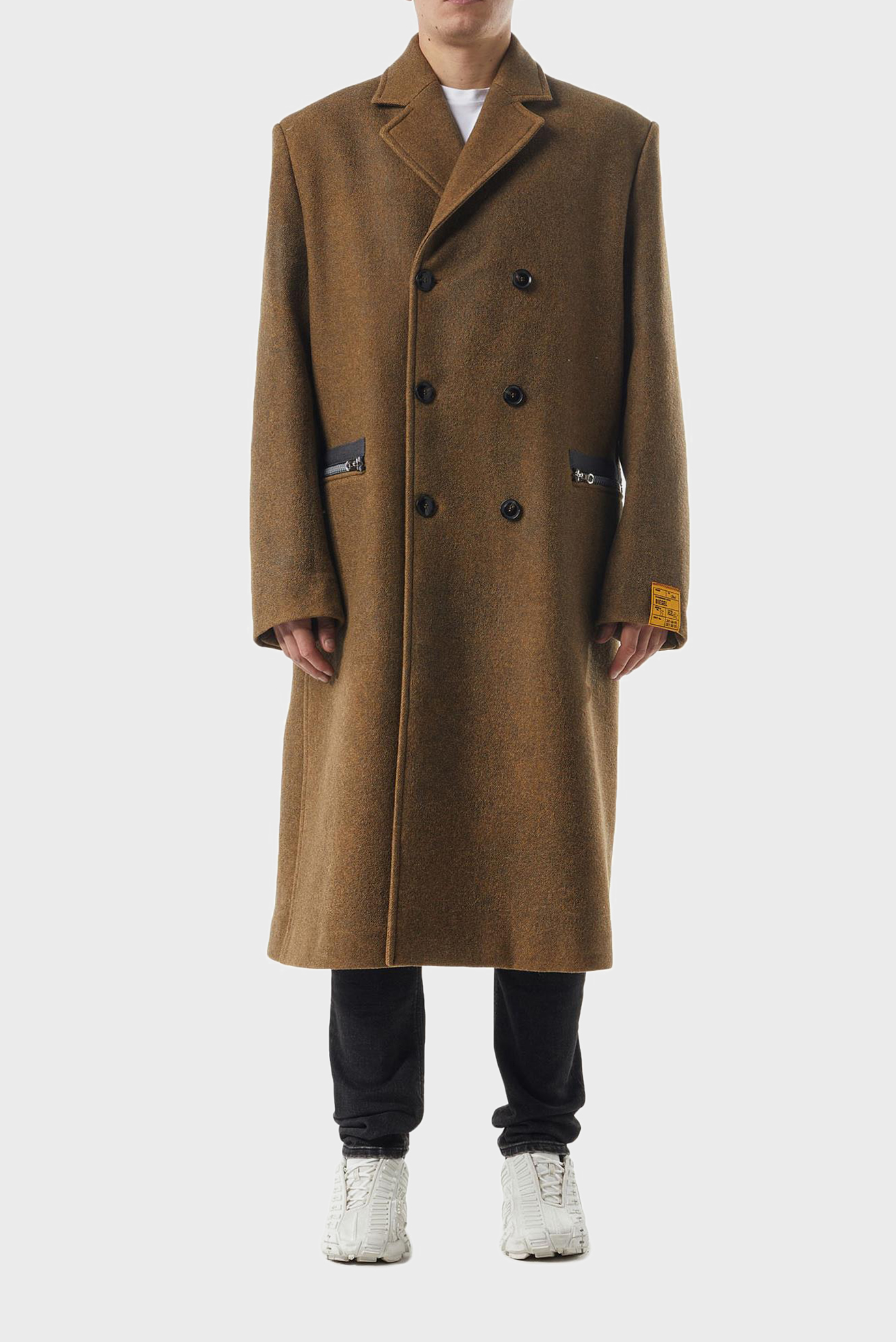 Мужское коричневое шерстяное пальто W-OUT-NEW 1