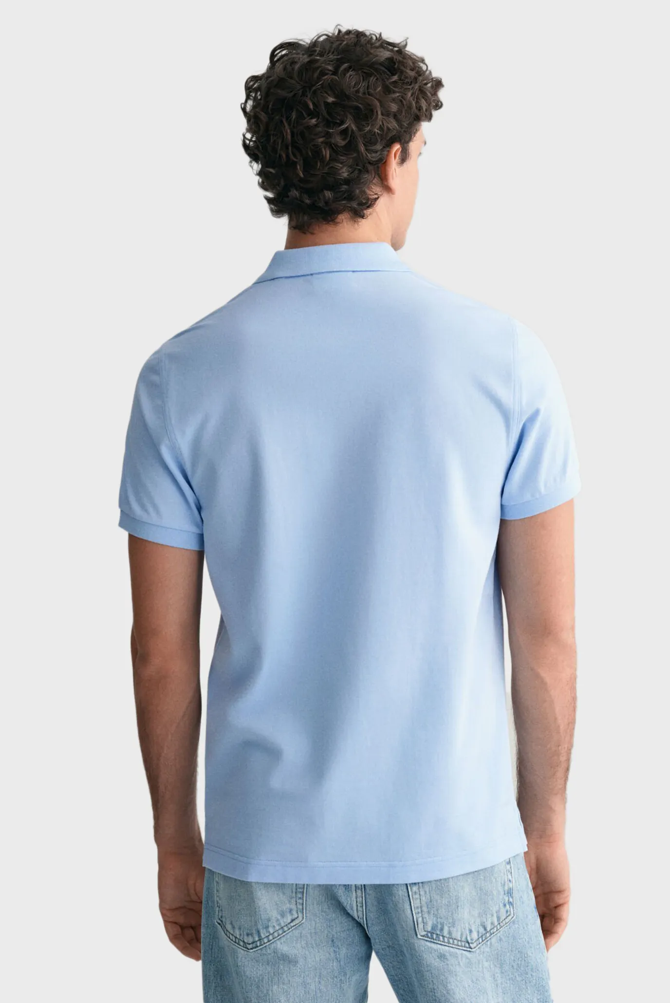 Мужское голубое поло REG SHIELD SS PIQUE POLO 3