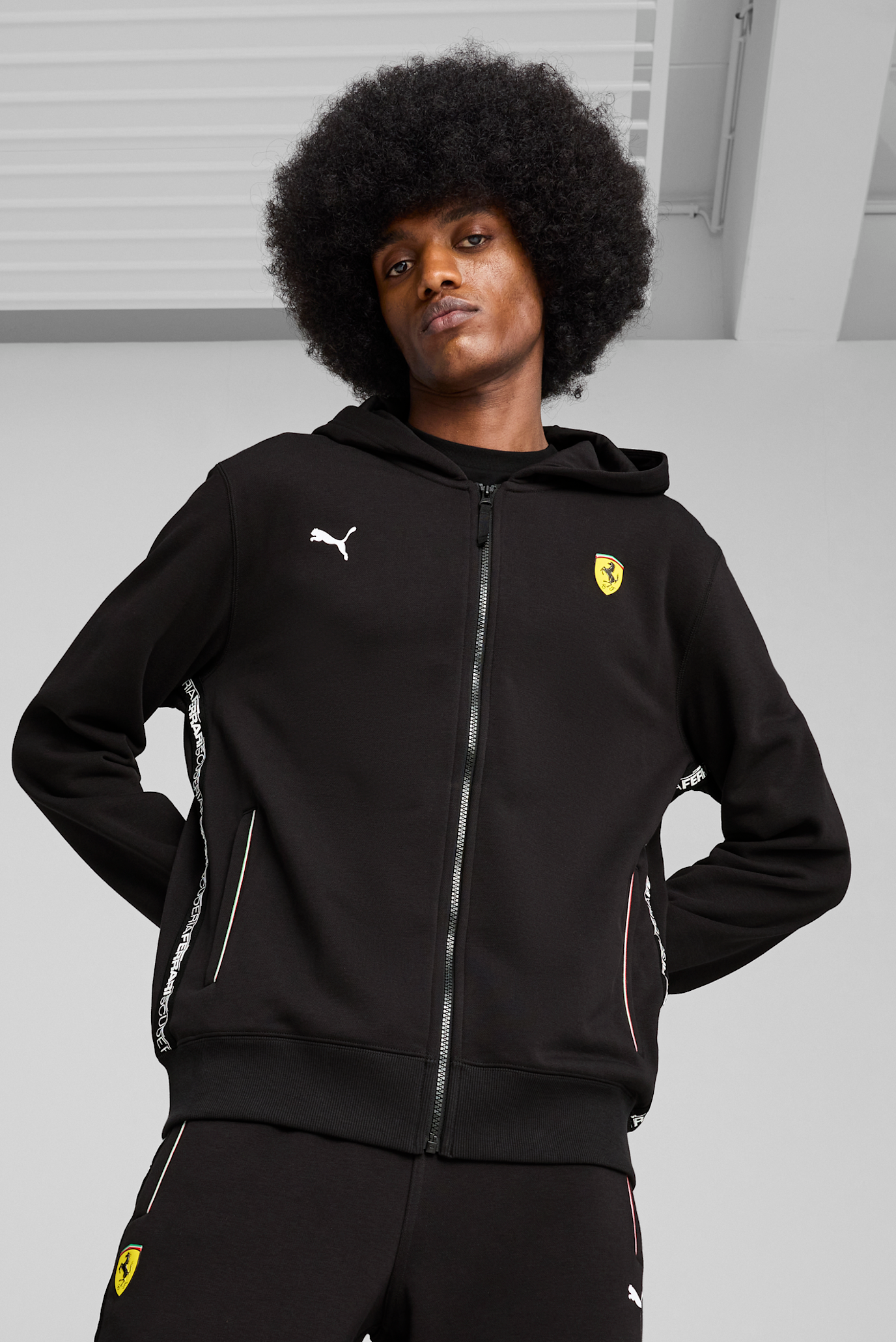 Мужское черное худи Scuderia Ferrari Race Sweatjacket Men 1