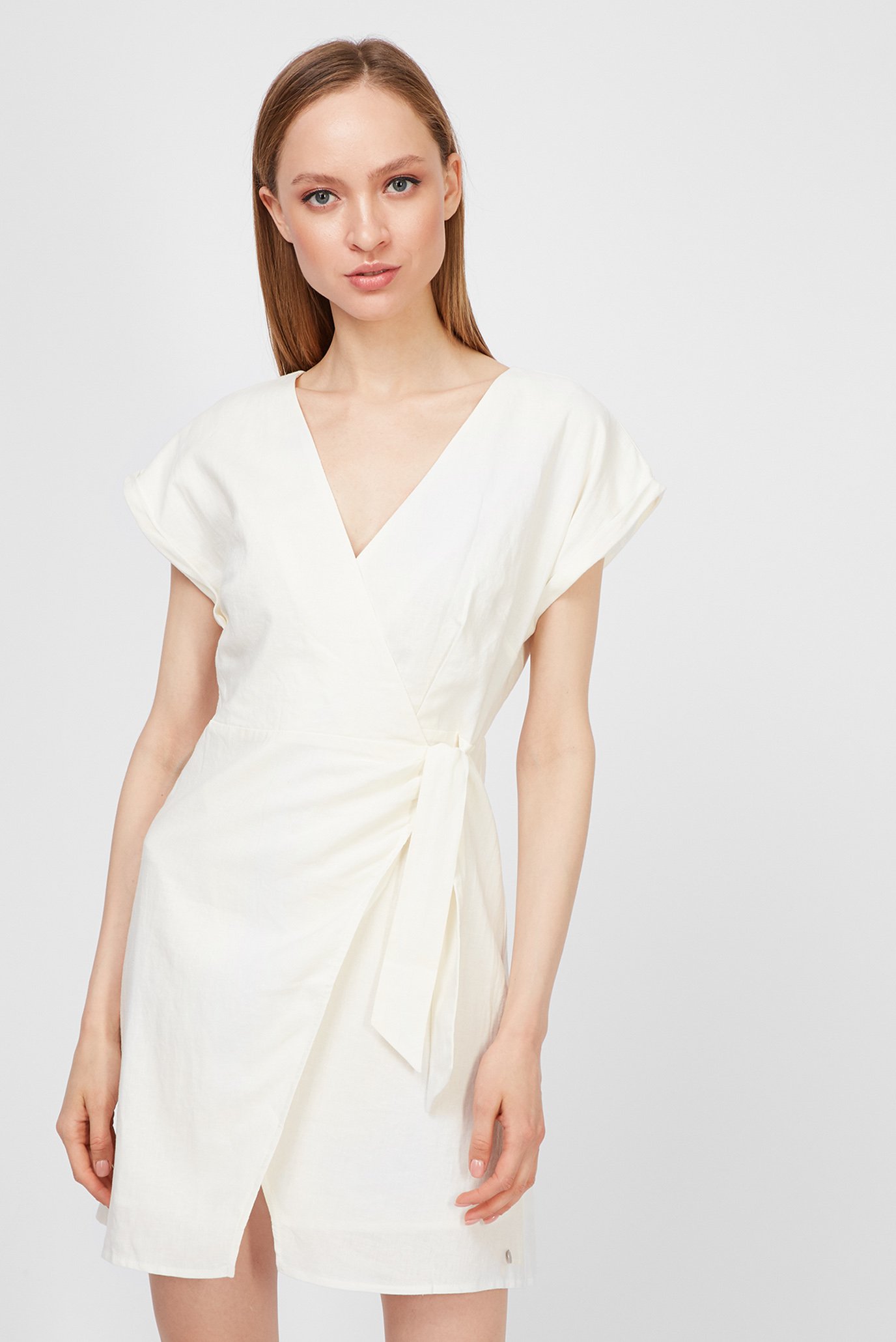 Женское белое льняное платье JUNCAL 1