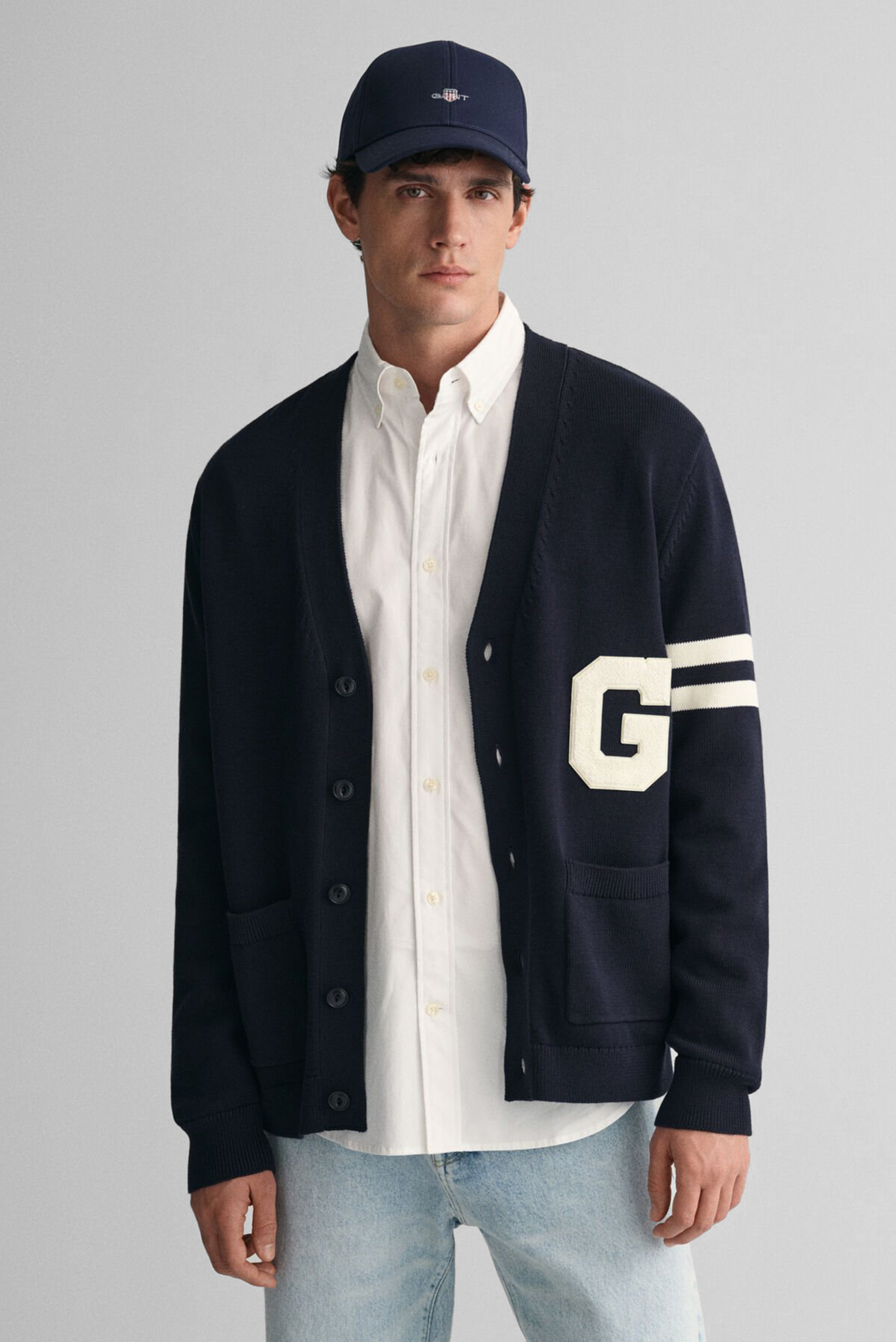 Чоловічий темно-синій кардиган GANT VARSITY 1