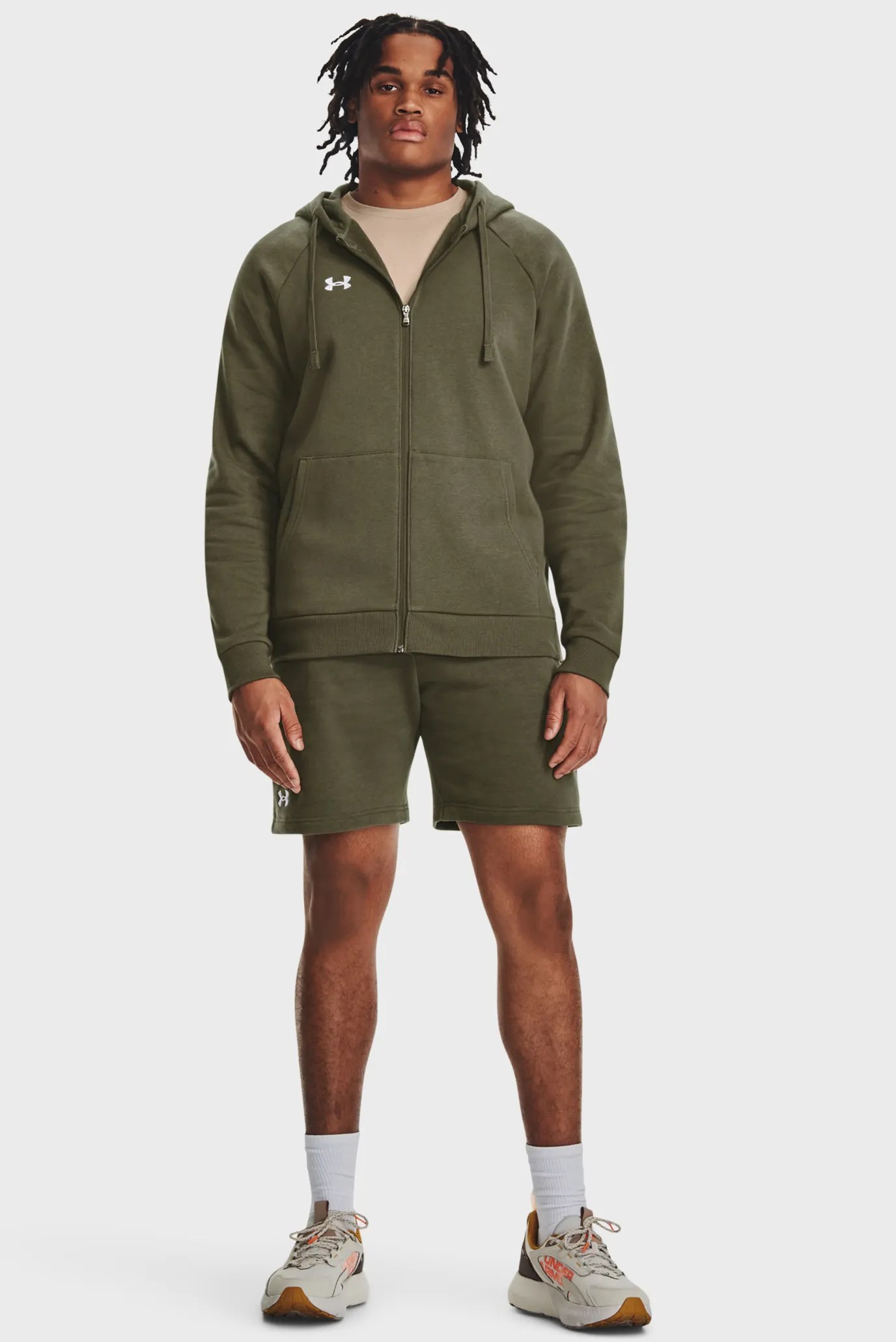 Чоловіче зелене худі UA Rival Fleece FZ Hoodie 2