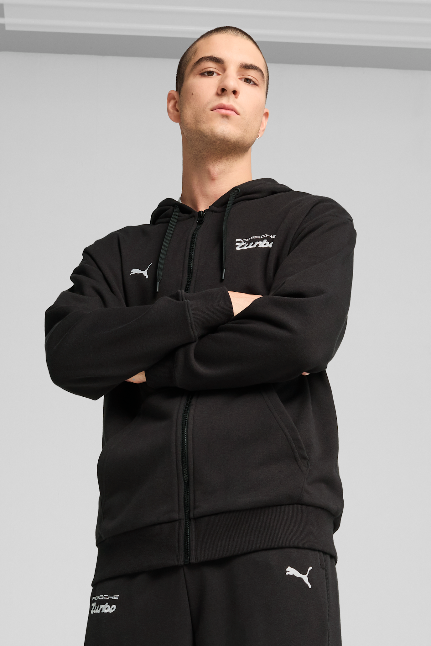 Мужское черное худи Porsche Legacy Sweat Jacket Men 1