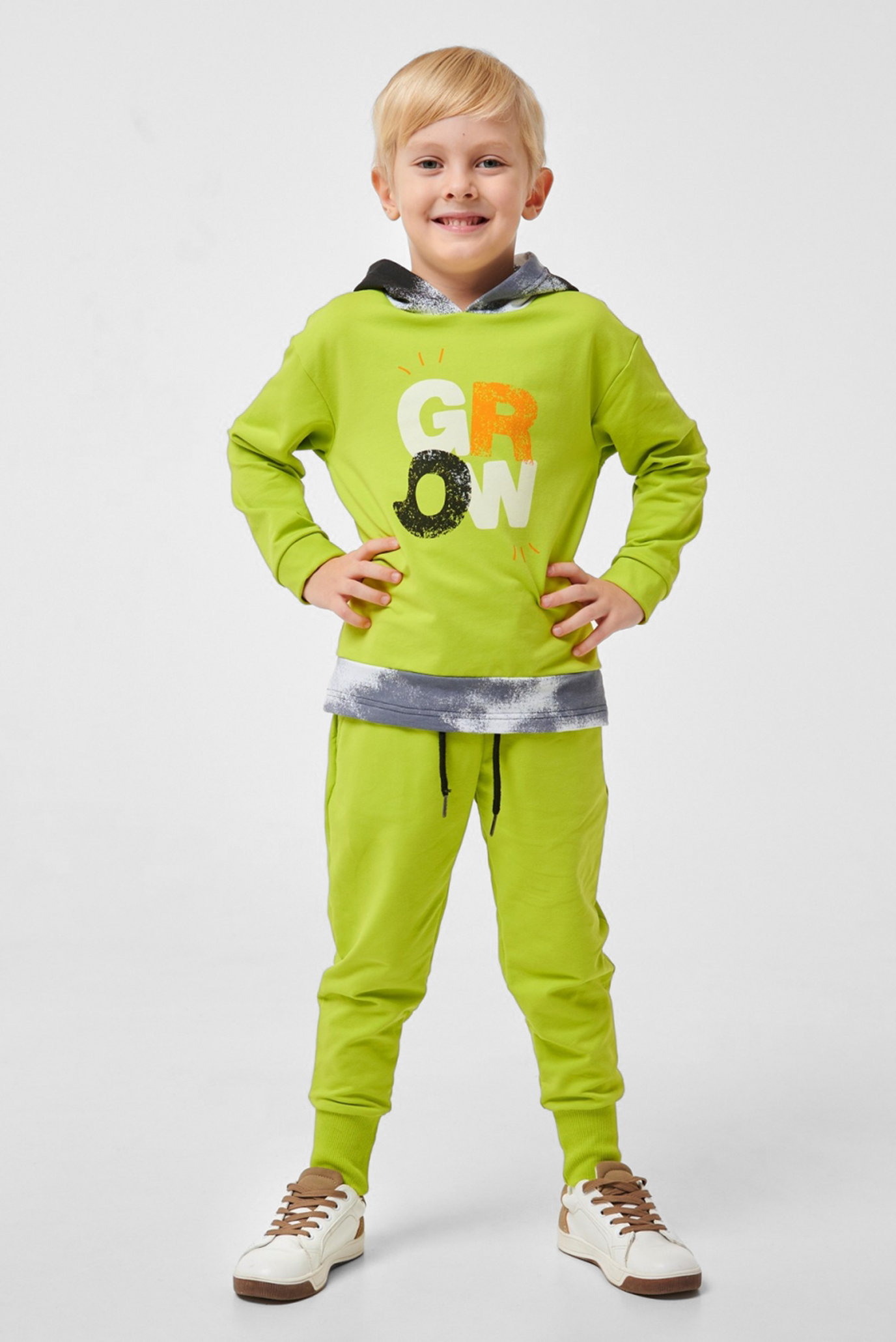 Дитячий салатовий спортивний костюм (худі, штани) 1