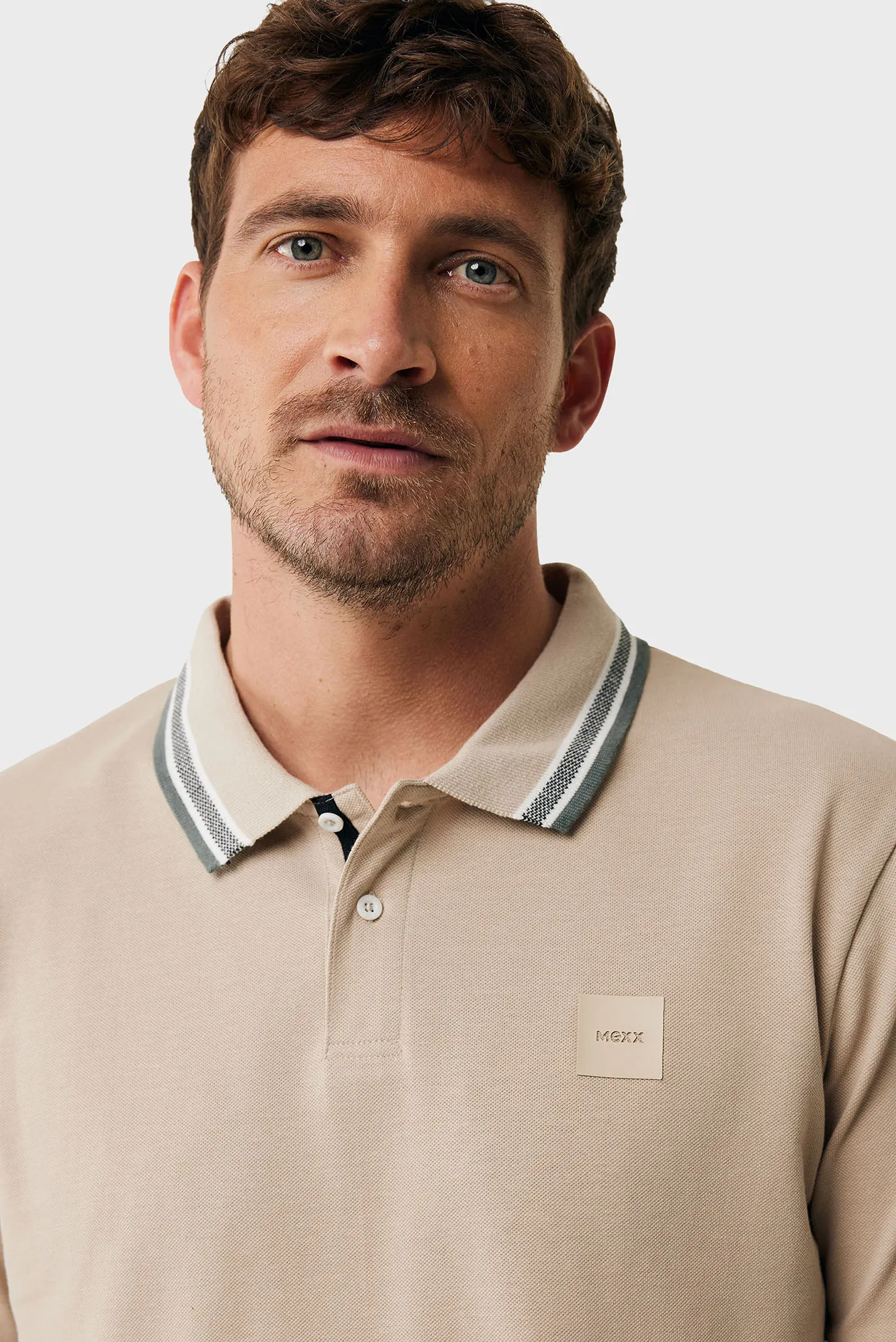 Мужское бежевое поло Tipping polo regular fit 4