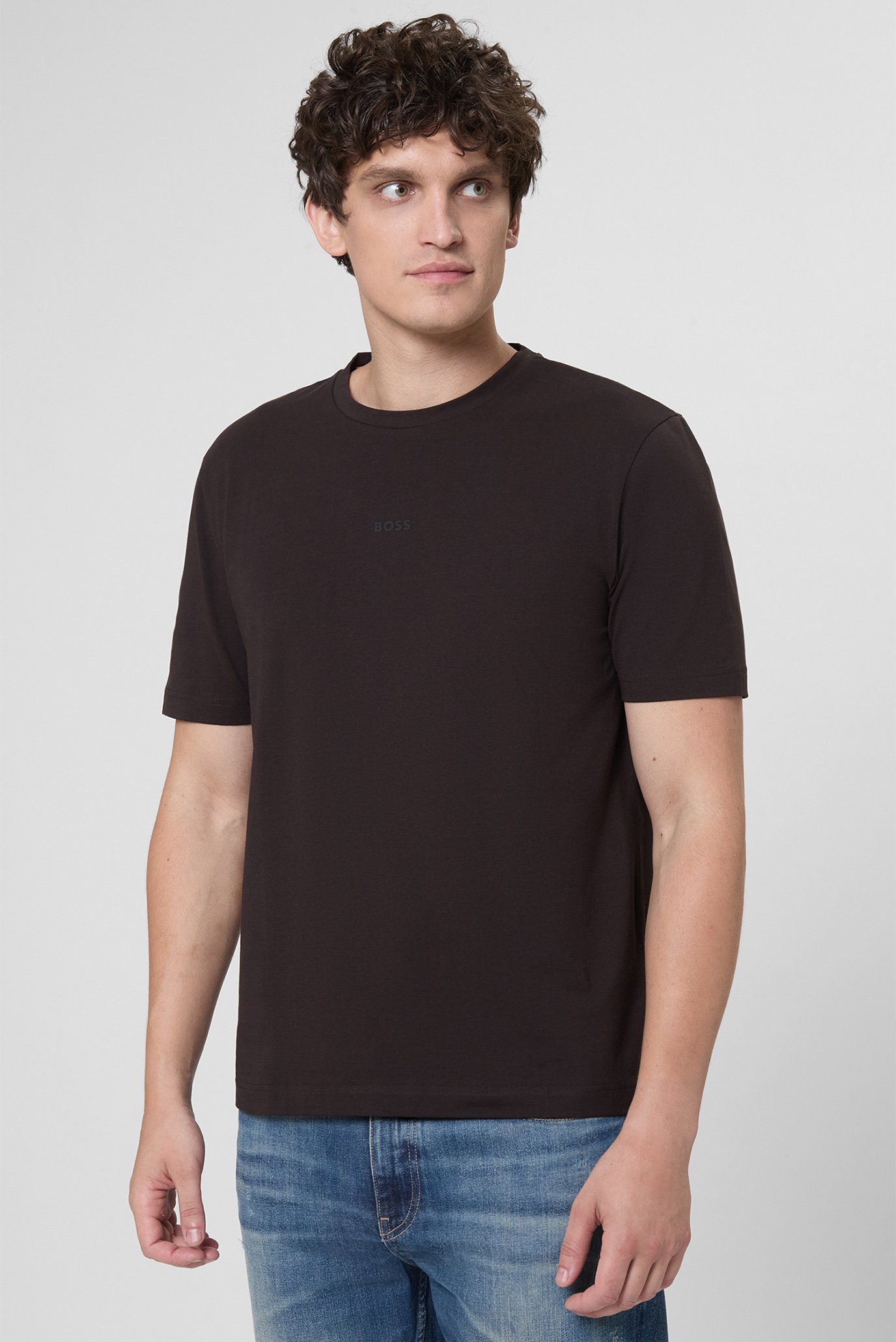 Мужская темно-коричневая футболка Коричневый S BOSS 50473278;202