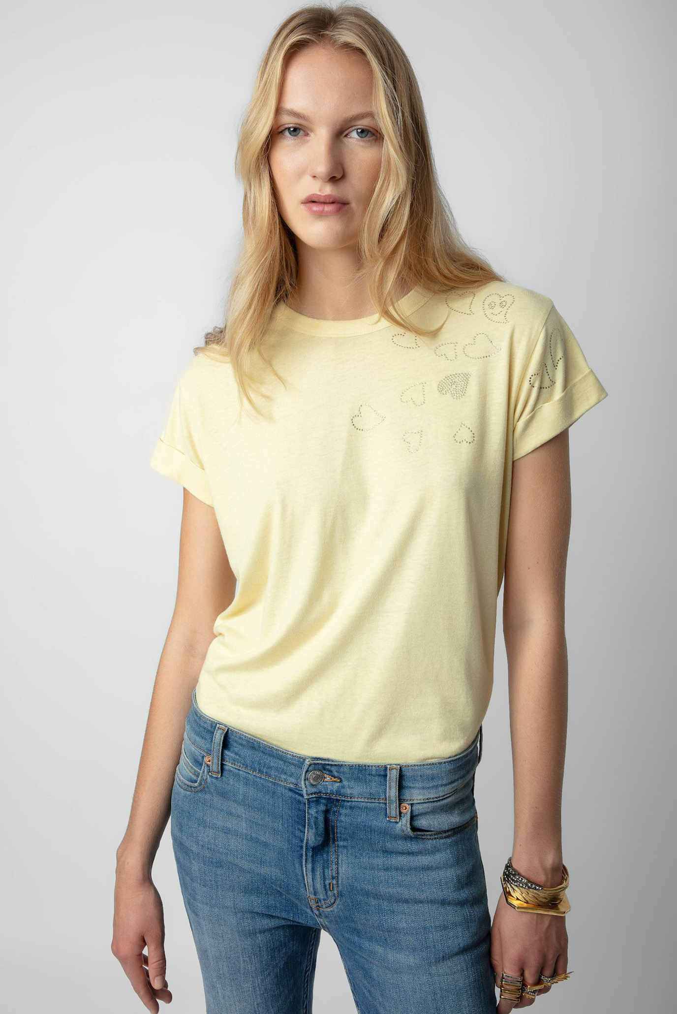 Женская желтая футболка ANYA PCL RAIN STRASS 1