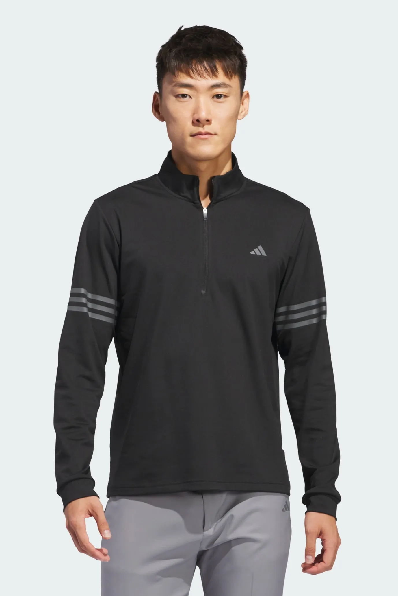Чоловічий чорний лонгслів Adi 3-Stripes Half-Zip adidas IS7132
